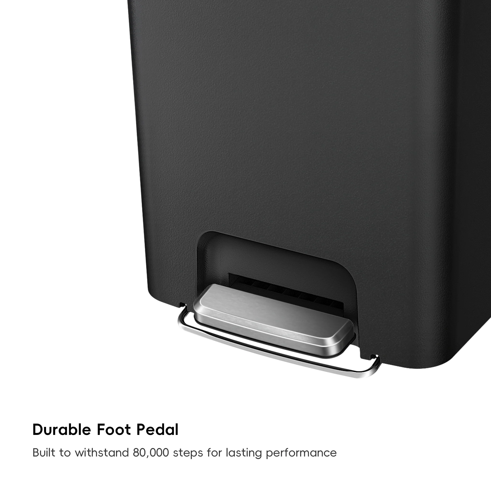 HANA 45L/ 11.9 Gallon Plastic Resin Step Kitchen Trash Can-Black - Image 4