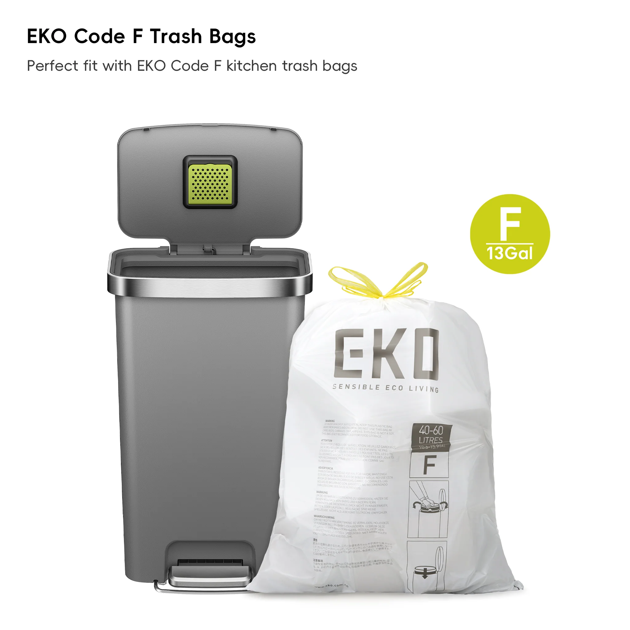 HANA 45L/ 11.9 Gallon Plastic Resin Step Kitchen Trash Can-Grey - Image 9