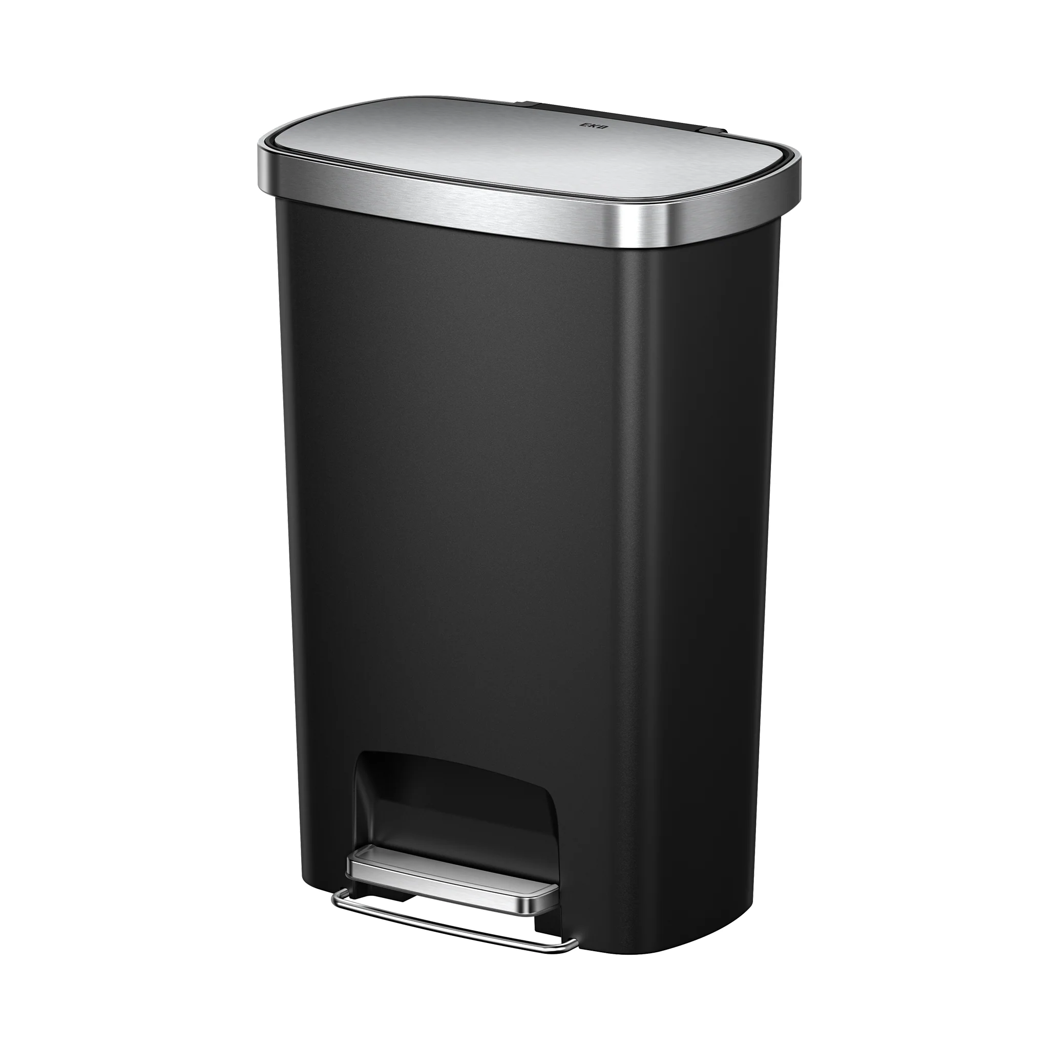 Hana Select 50L / 13 Gallon Plastic Resin Step Kitchen Trash Can - Black