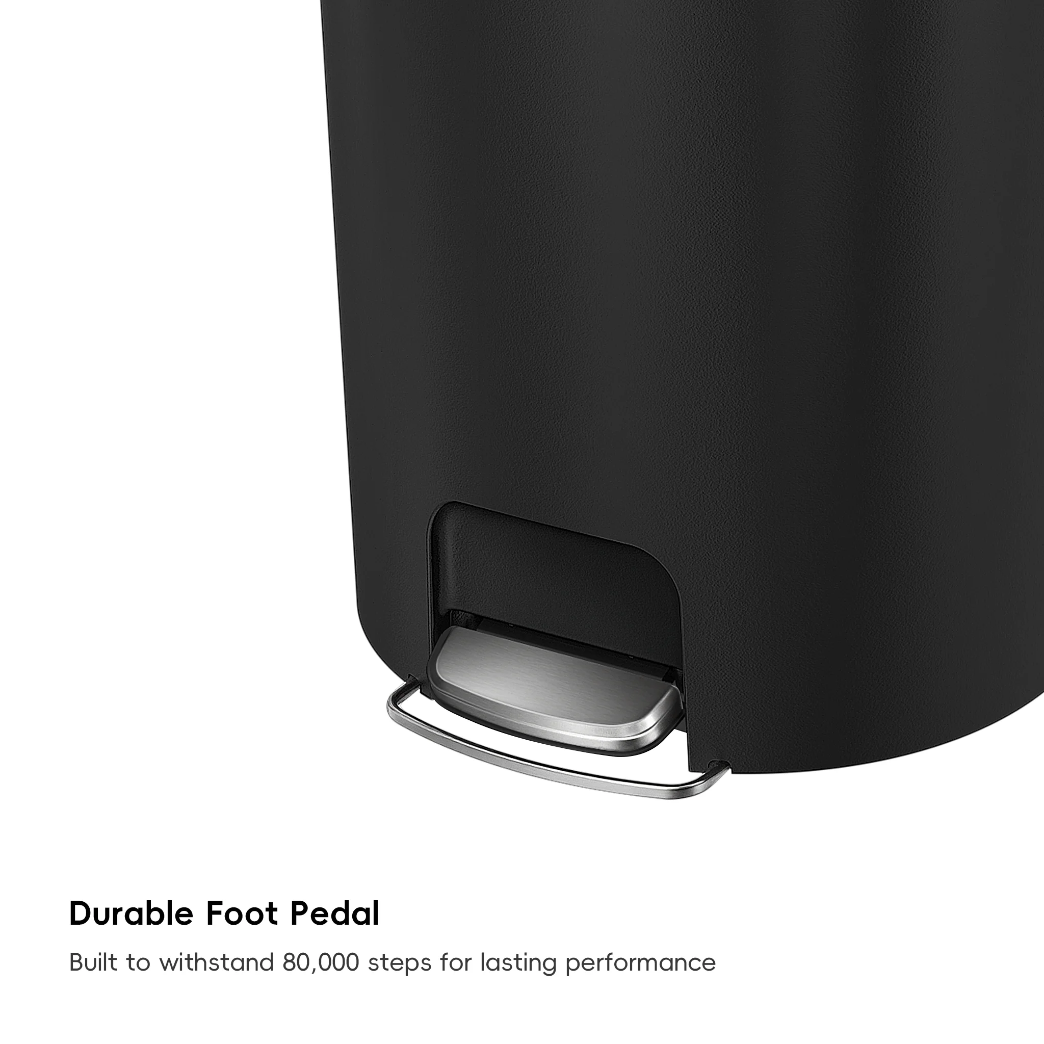 HANA Semi-Round 55L/ 14.5 Gallon Plastic Resin Step Kitchen Trash Can-Black - Image 4