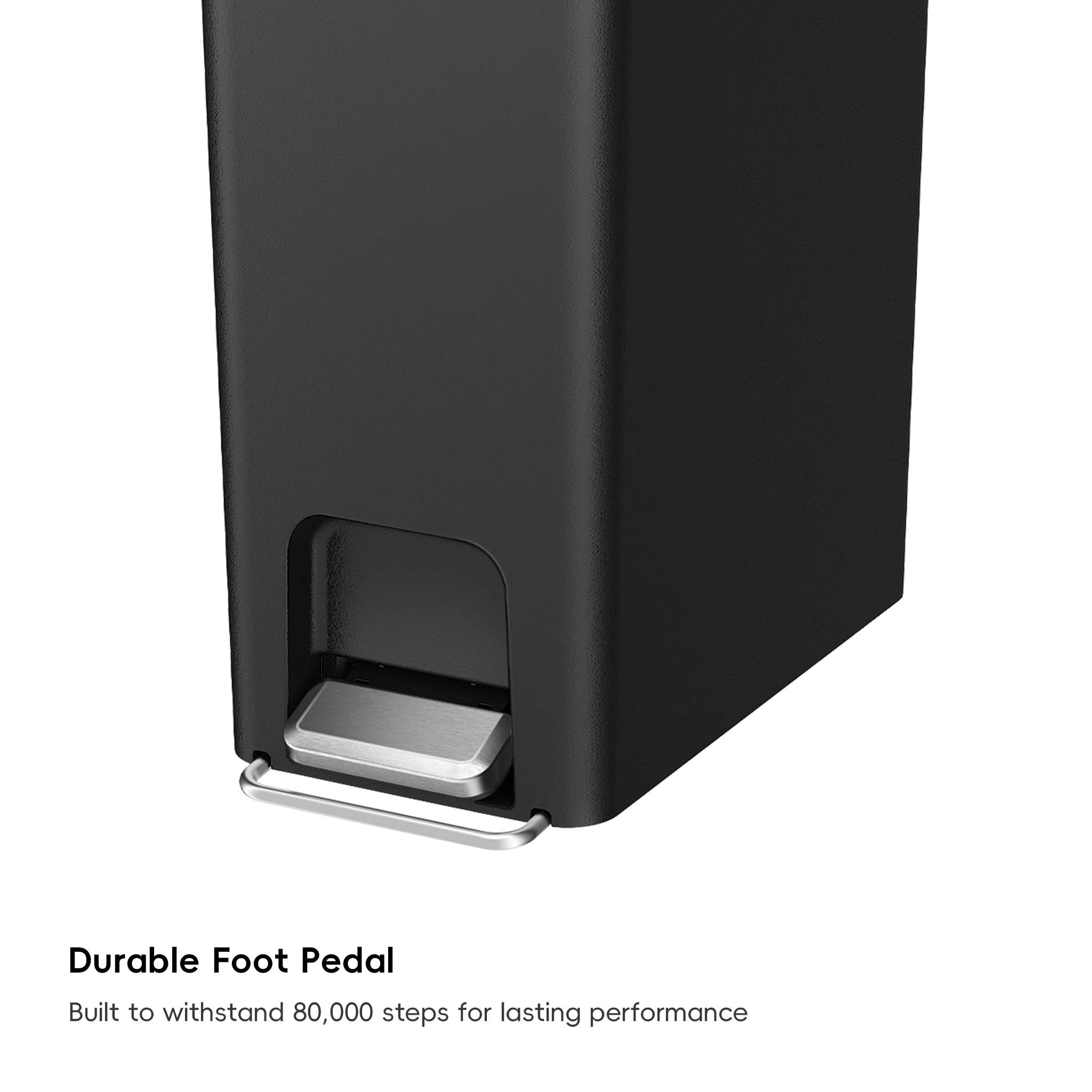 HANA Slim 40L/ 10.5 Gallon Plastic Resin Step Kitchen Trash Can-Black - Image 4