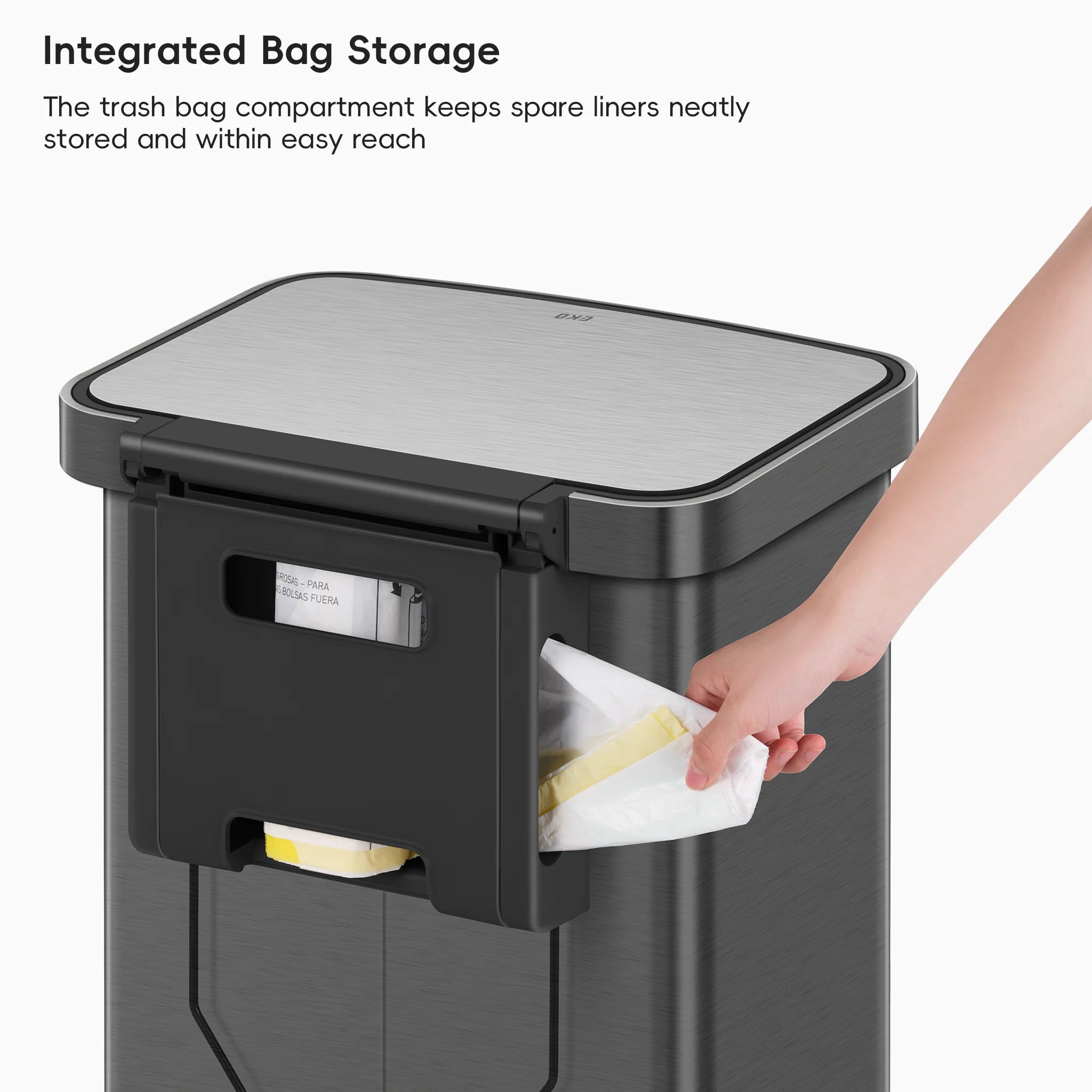Hudson  75 Liter / 20 Gallon Step Can with Bag Compartment - Gunmetal - Image 5