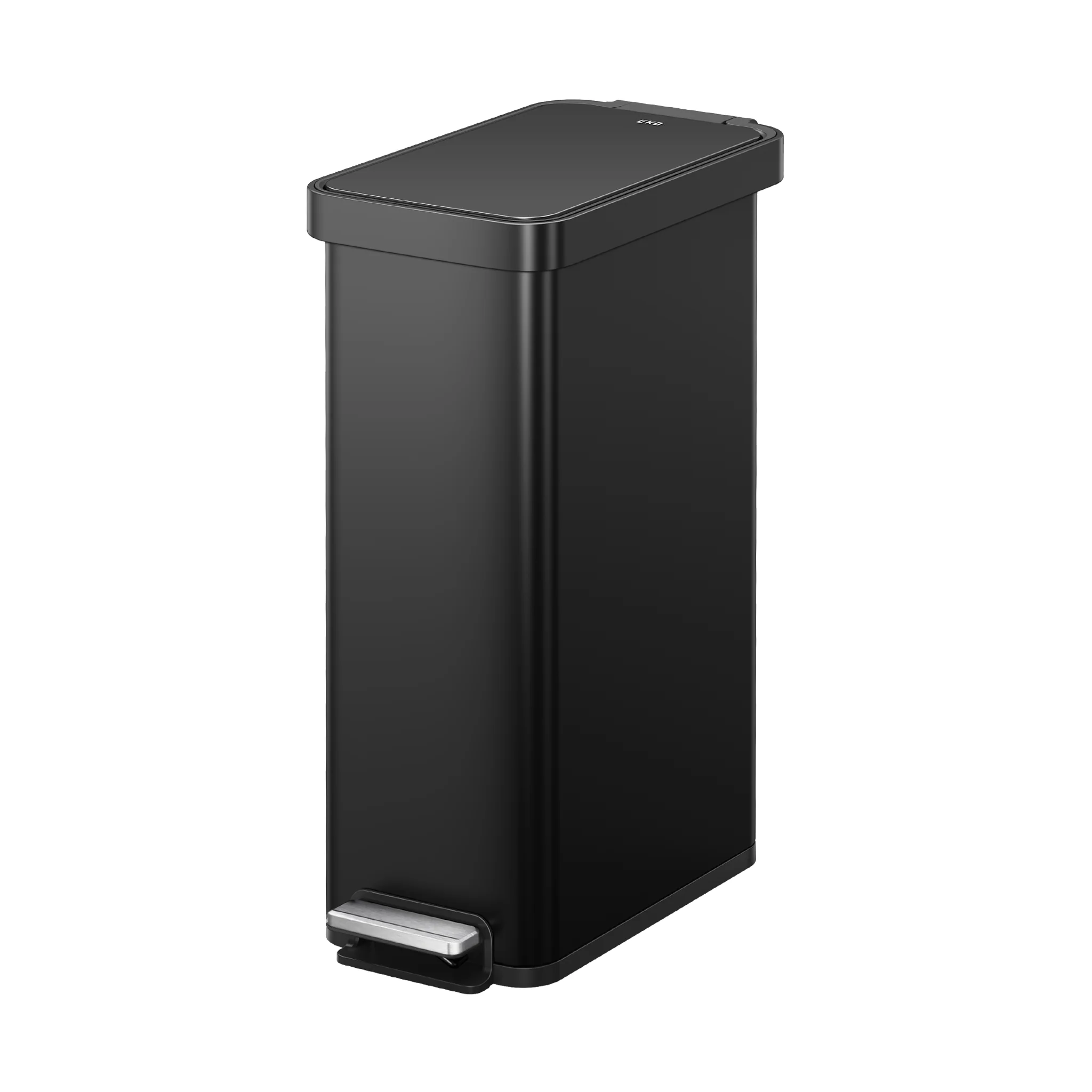 Hudson Slim 50 Liter / 13 Gallon Matte Black Step Trash Can with Lid