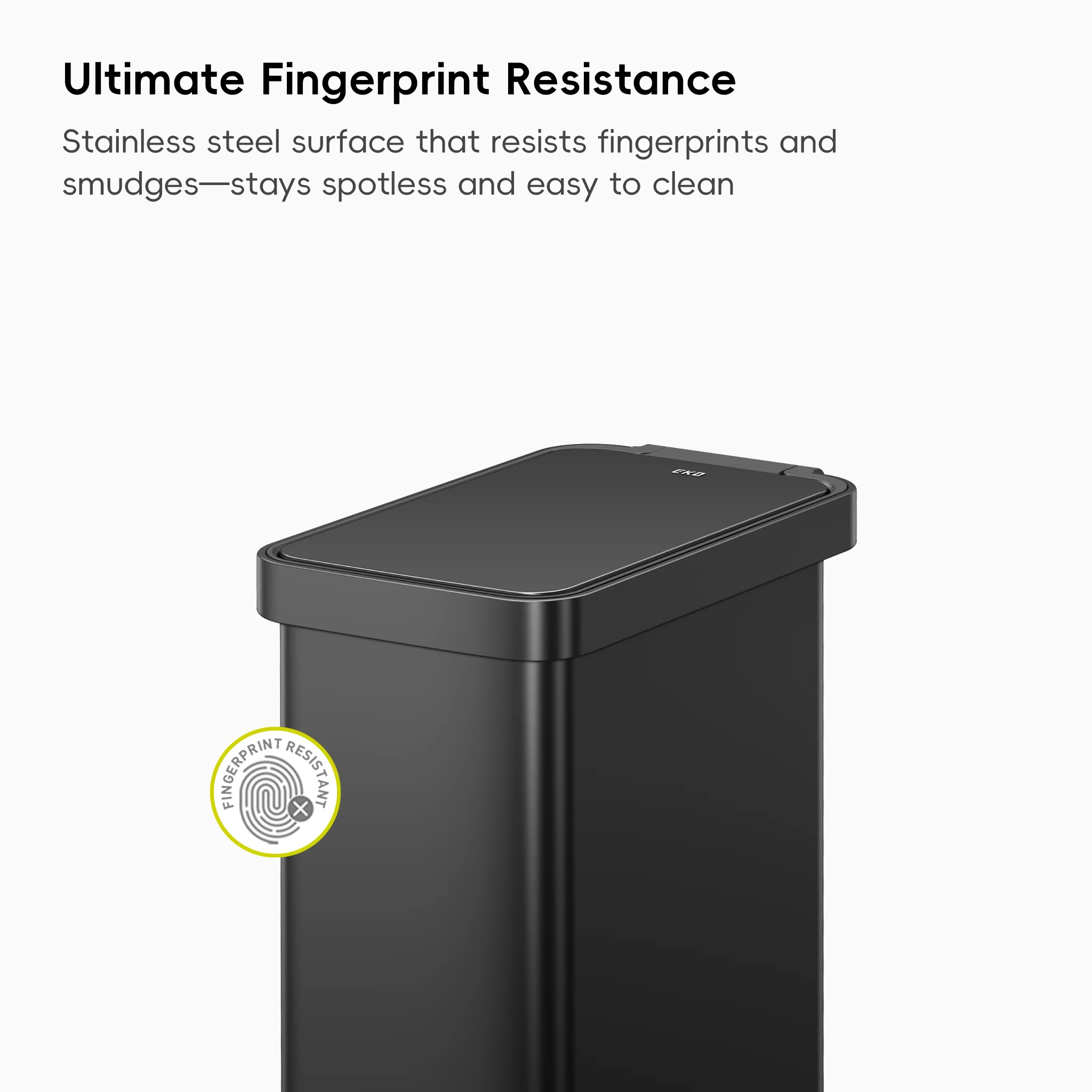 Hudson Slim 50 Liter / 13 Gallon Matte Black Step Trash Can with Lid - Image 7