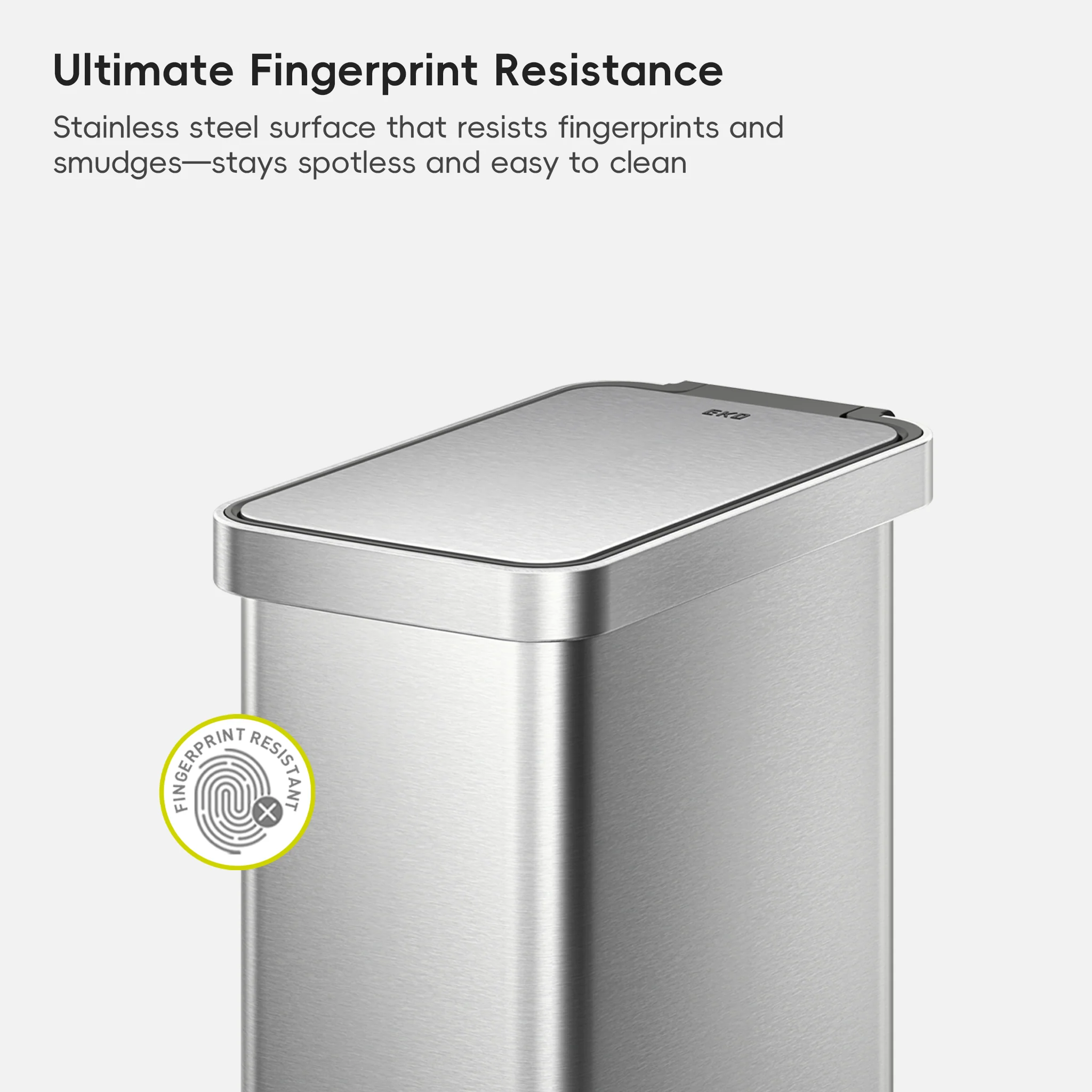 Hudson Slim 50 Liter / 13 Gallon Matte Stainless Steel Step Trash Can with Lid - Image 6