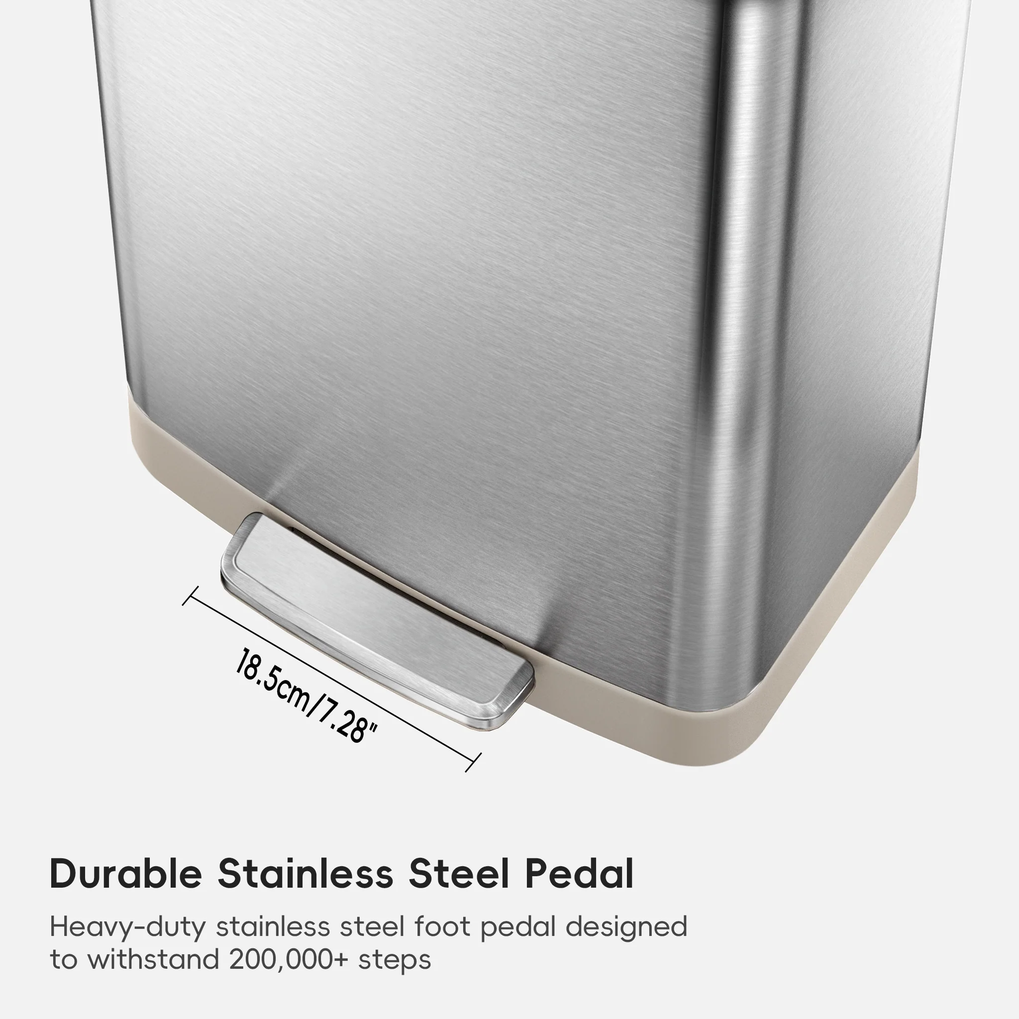 Hudson 50 Liter / 13 Gallon Step Can with Bag Compartment - Matte Stainless Steel - Image 8