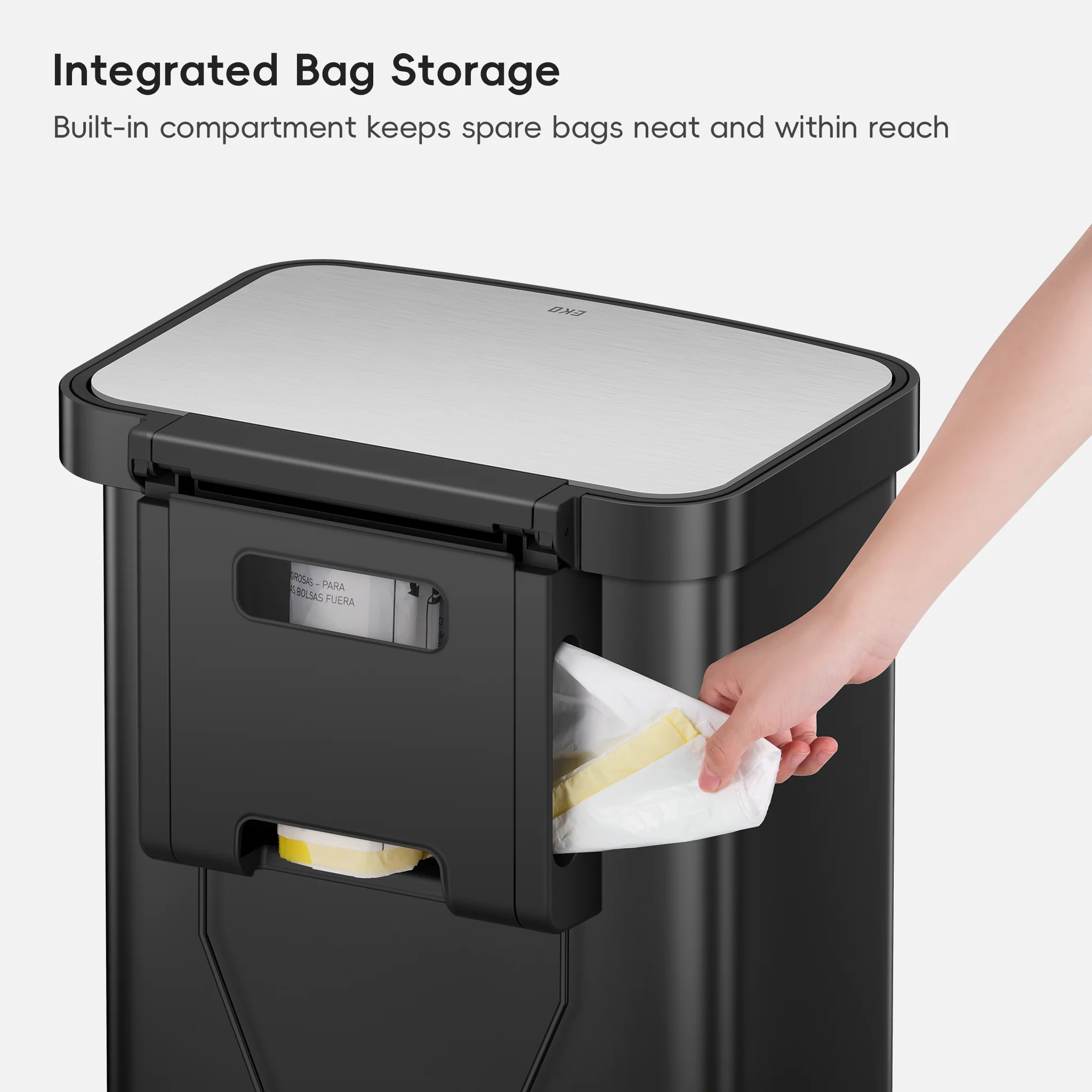 Hudson  75 Liter / 20 Gallon Step Can with Bag Compartment - Matte Black - Image 3
