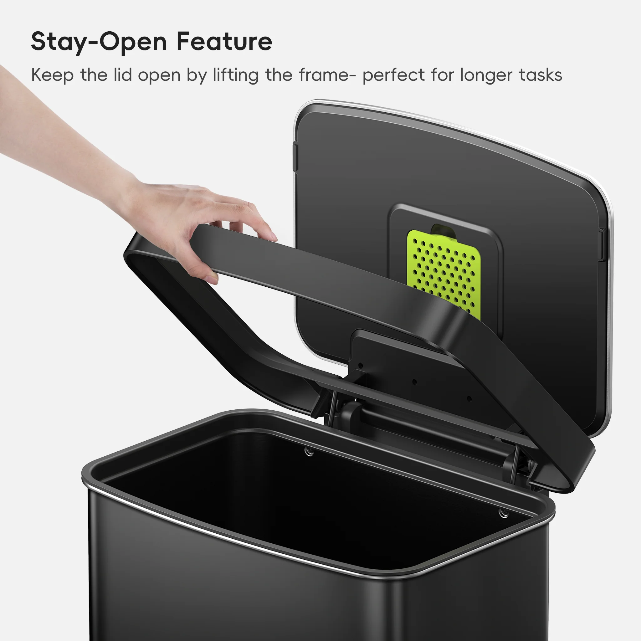 Hudson  75 Liter / 20 Gallon Step Can with Bag Compartment - Matte Black - Image 5