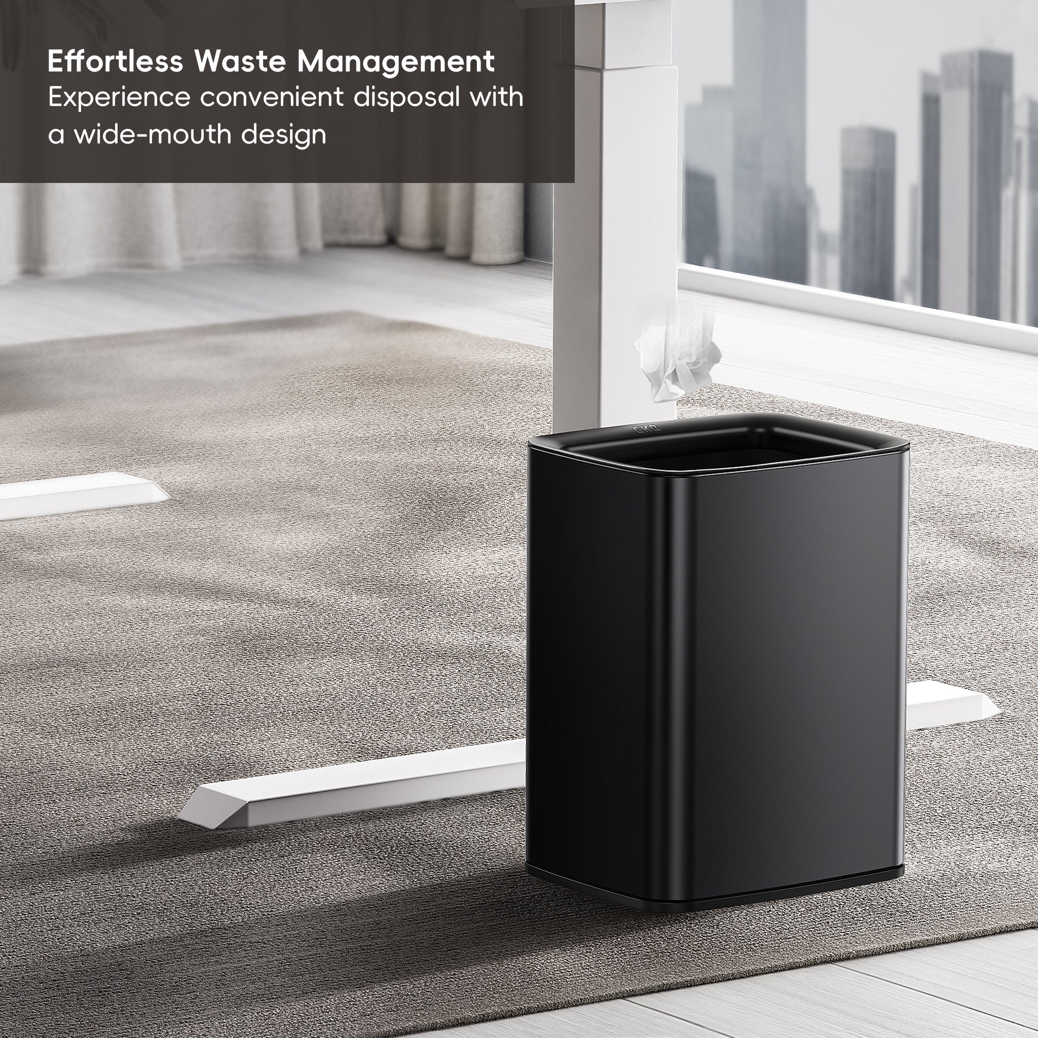 Laguna 2.6 Gallon/10L Open Top Trash Can with Removable Inner Basket,Matte Black - Image 3