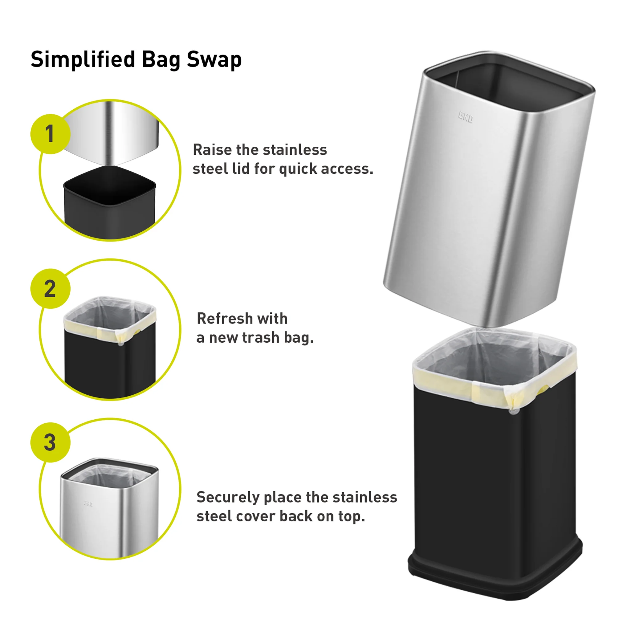 Laguna Open Top Can with Nested Liner 2 Pack Combo Set - 7L+12L - Image 5