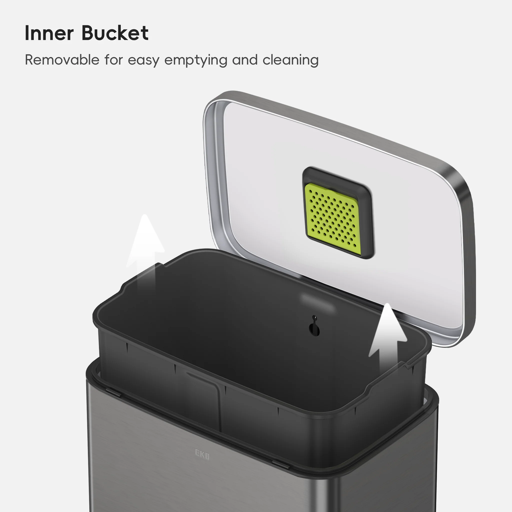 Madison Gunmetal Steel 50 Liter/13.2 Gallon Step Trash Can with Inner Liner - Image 7