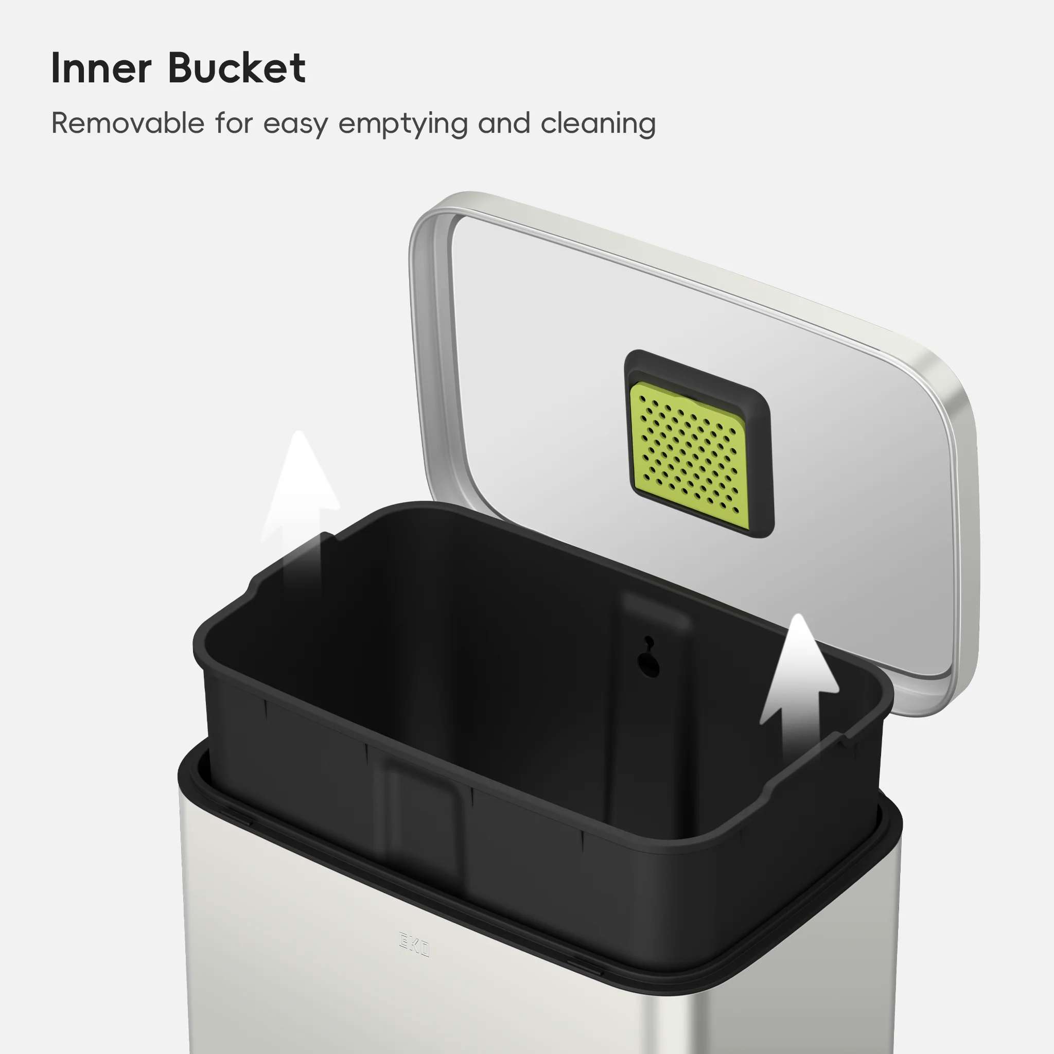 Madison Matte Grey Stainless Steel 50 Liter/13.2 Gallon Step Trash Can - Image 3