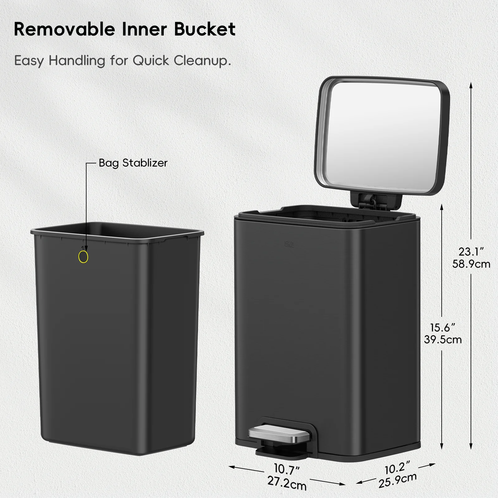 Madison Step Can With Liner - 12L / 3.2 Gal，Matte Black - Image 6