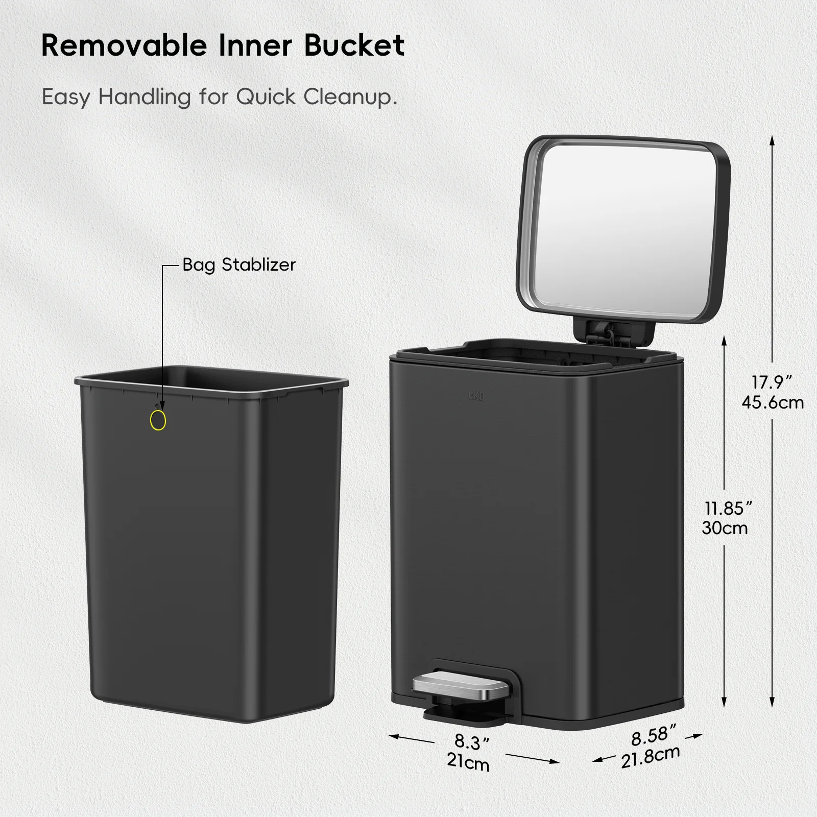 Madison Step Can With Liner - 6L / 1.6 Gal，Matte Black - Image 6