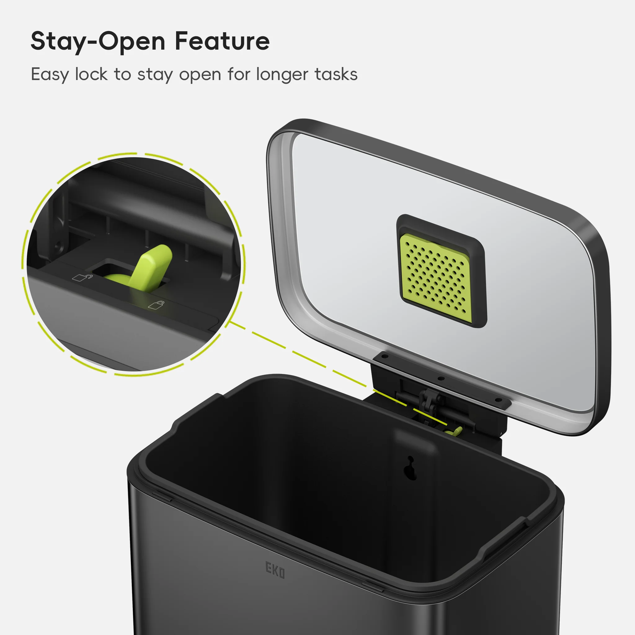 Madison Step Can with Liner – 50L / 13.2 Gal – Matte Black - Image 5