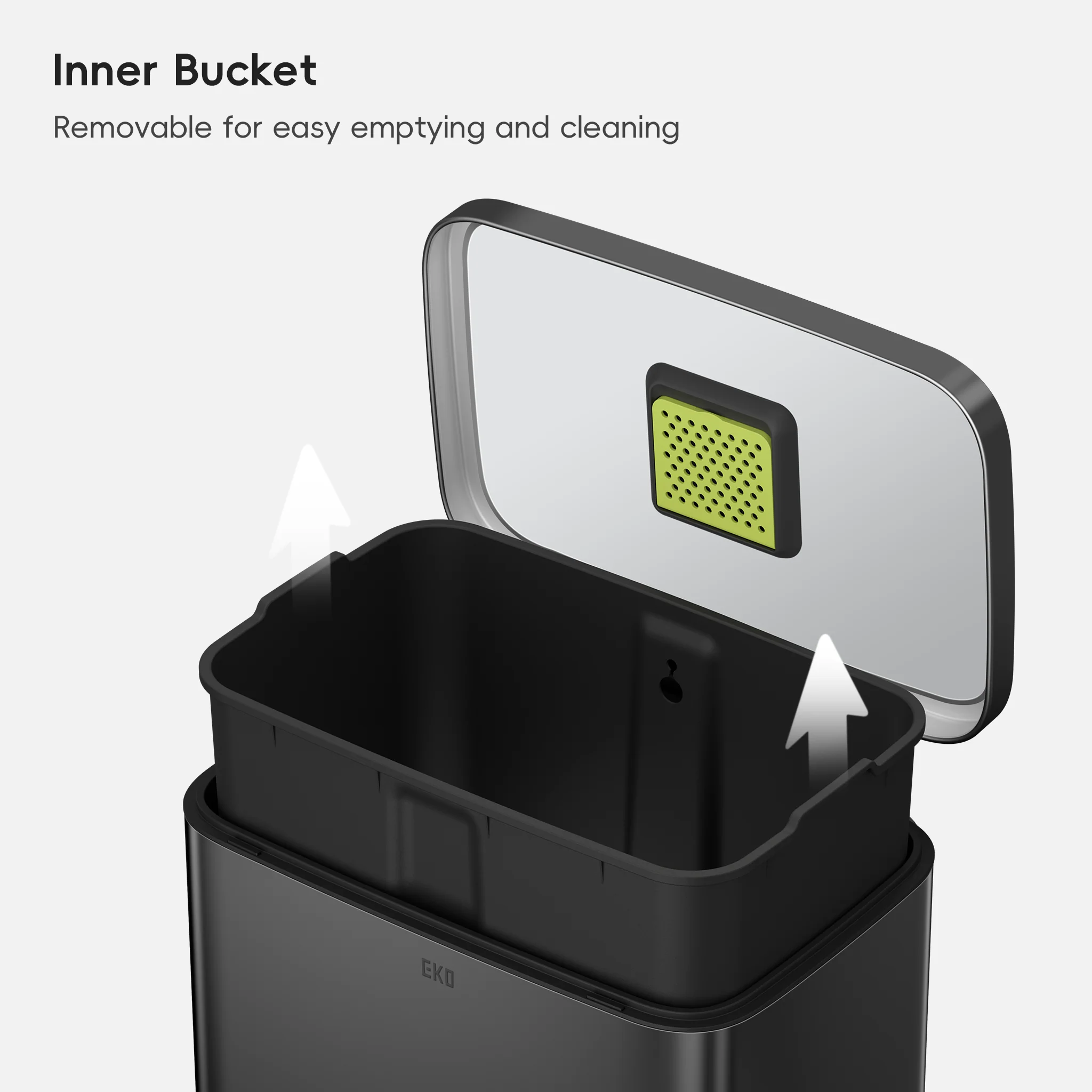 Madison Step Can with Liner – 50L / 13.2 Gal – Matte Black - Image 6