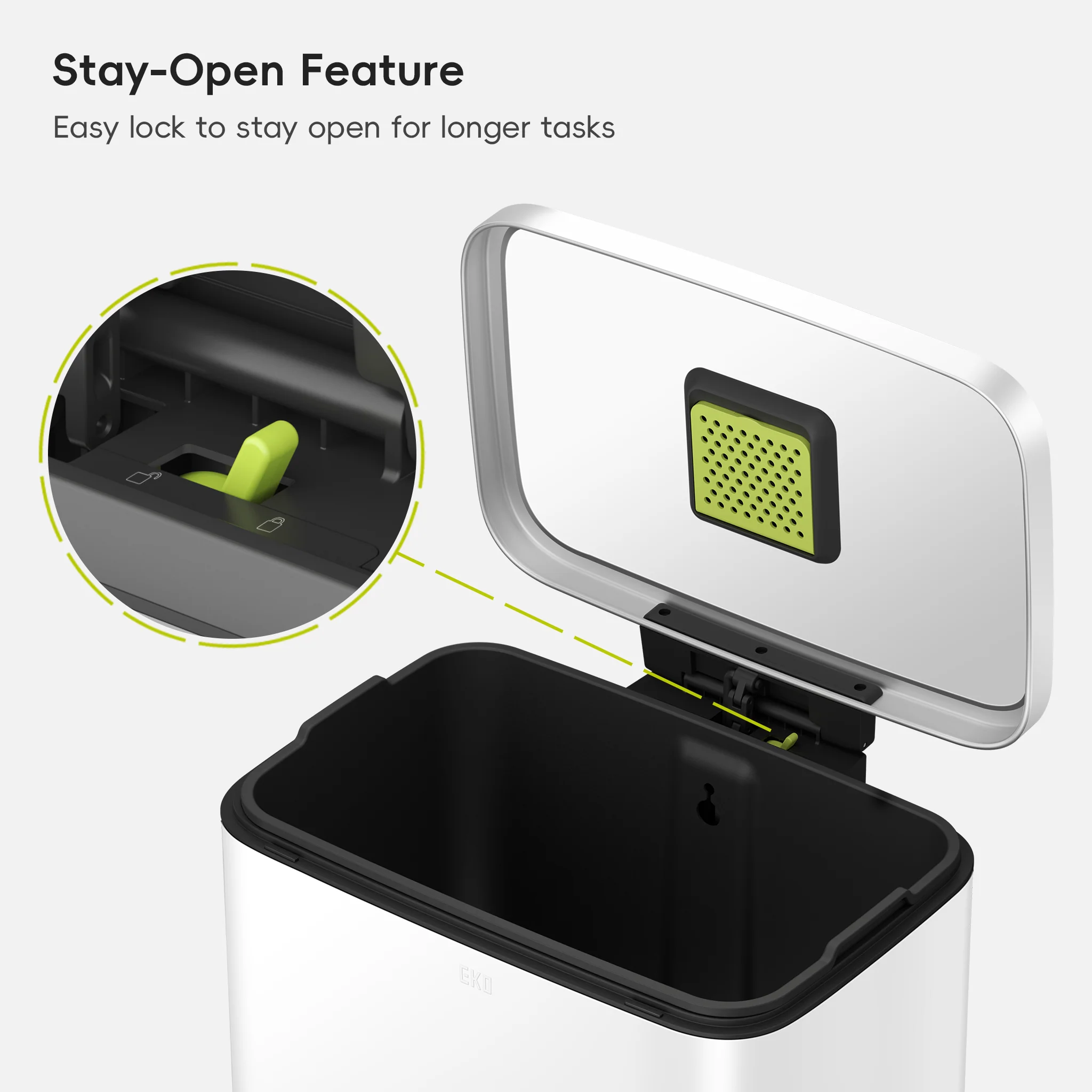 Madison Step Can with Liner – 50L / 13.2 Gal – Matte White - Image 5