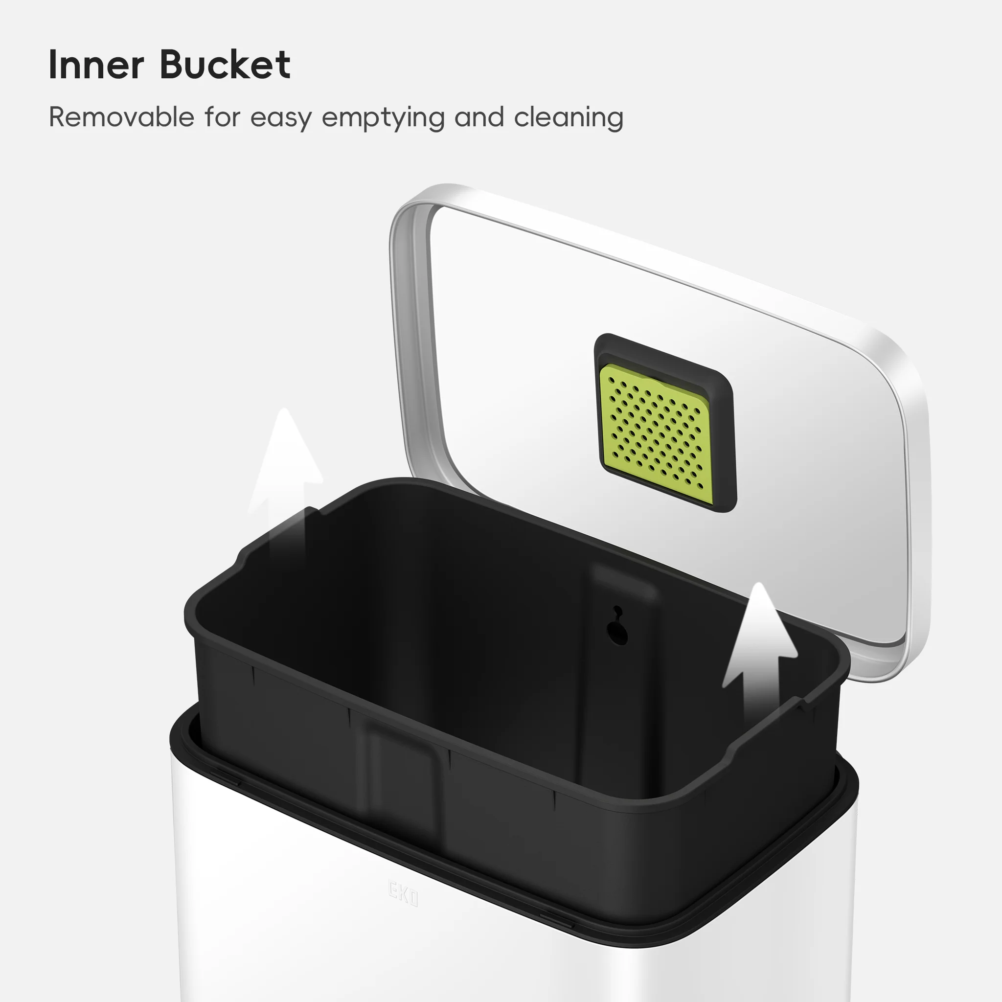 Madison Step Can with Liner – 50L / 13.2 Gal – Matte White - Image 6