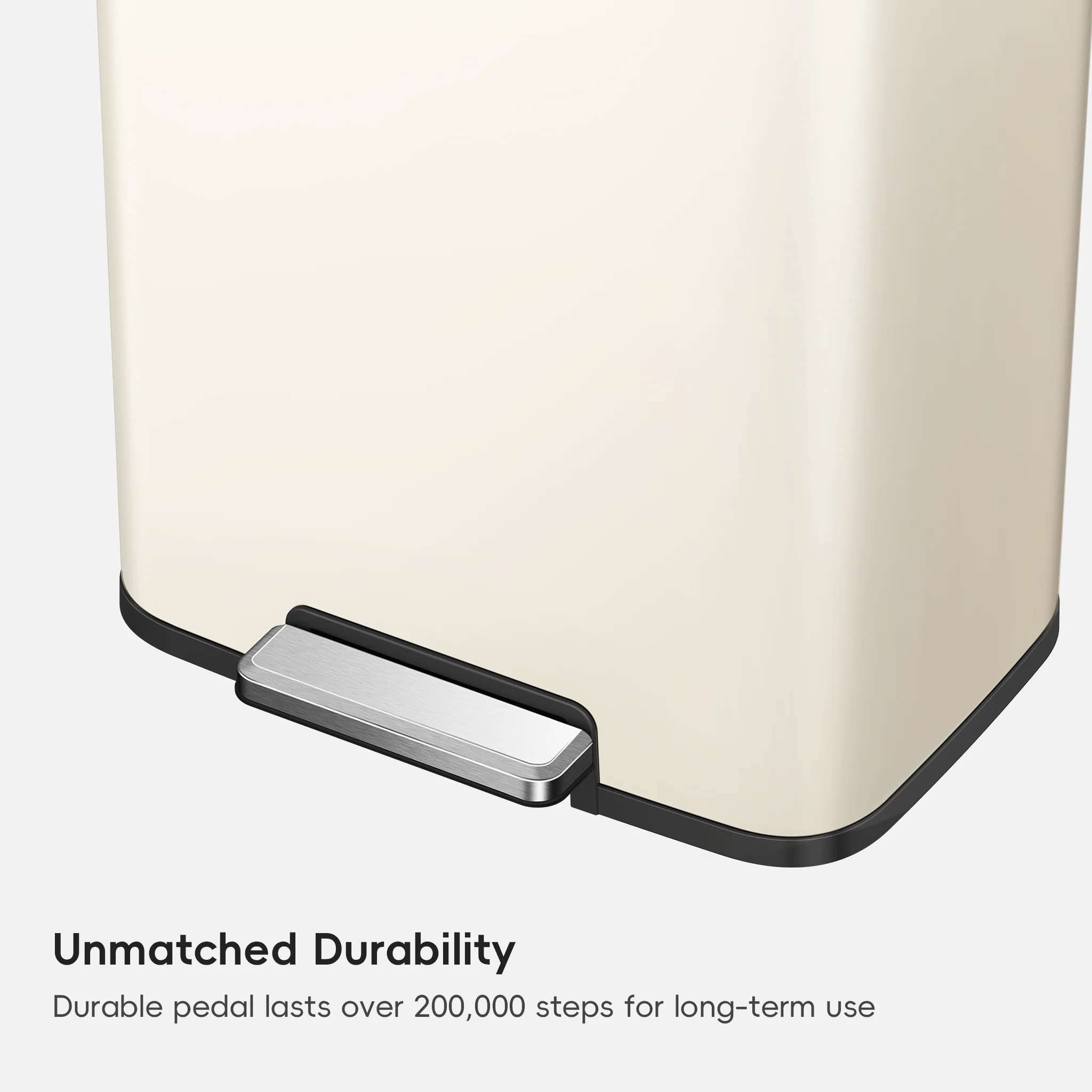 Madison Vanilla Steel 50 Liter/13.2 Gallon Step Trash Can with Inner Liner - Image 3