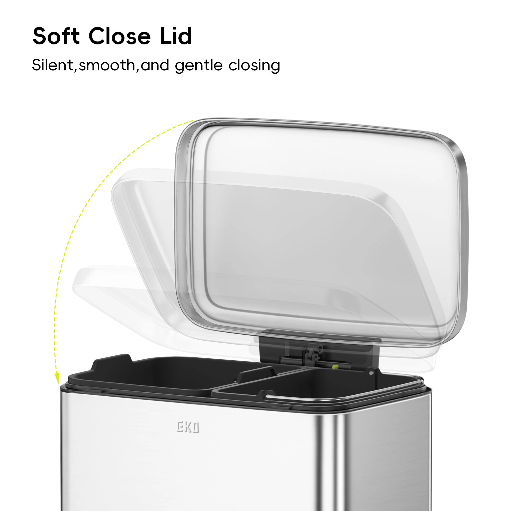 Maxwell Dual Compartment 20L+25L  Step Trash Can-Stainless Steel - Image 5