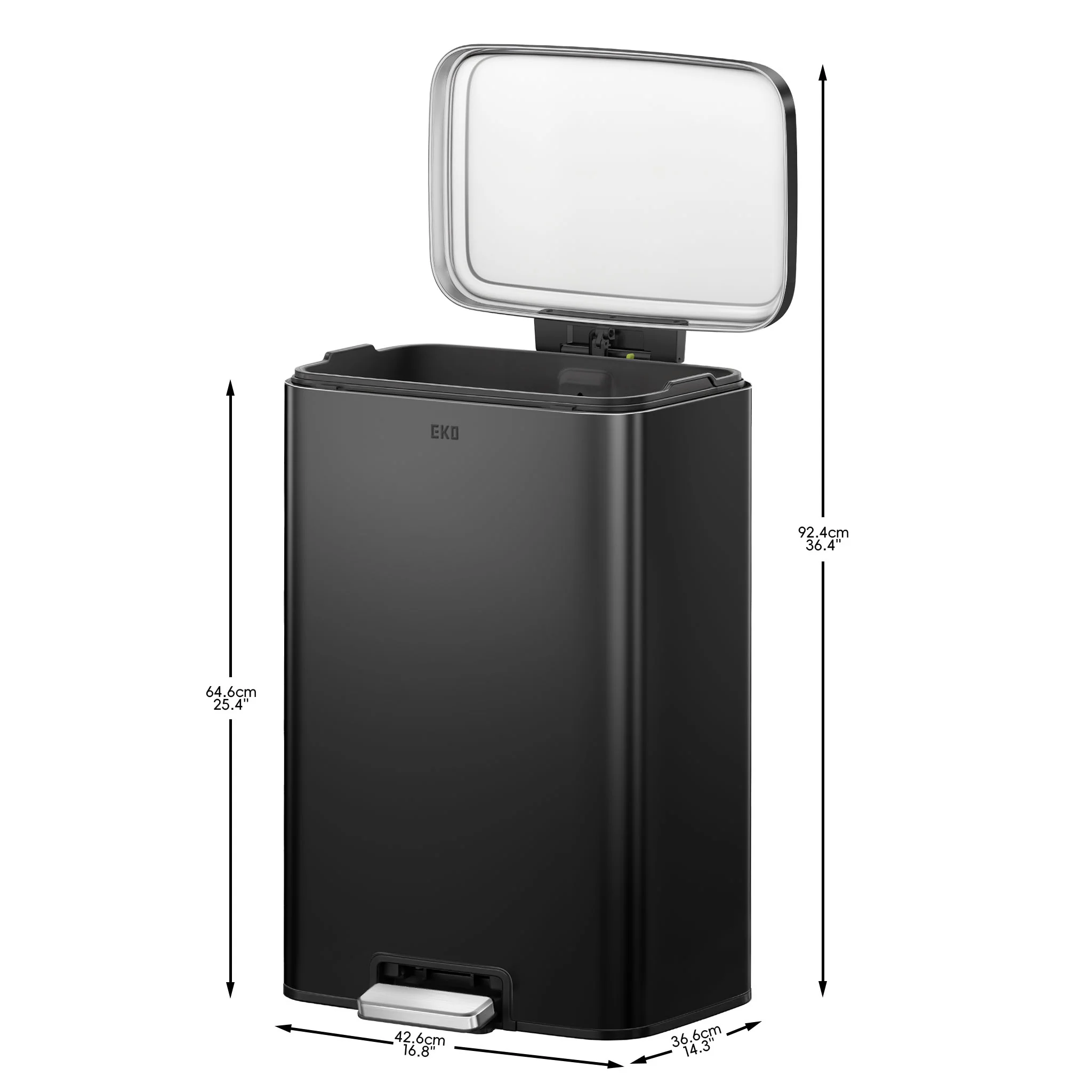 Maxwell Step On Foot Pedal Trash Can, 13.2 Gallon/50L Matte Black Steel - Image 9