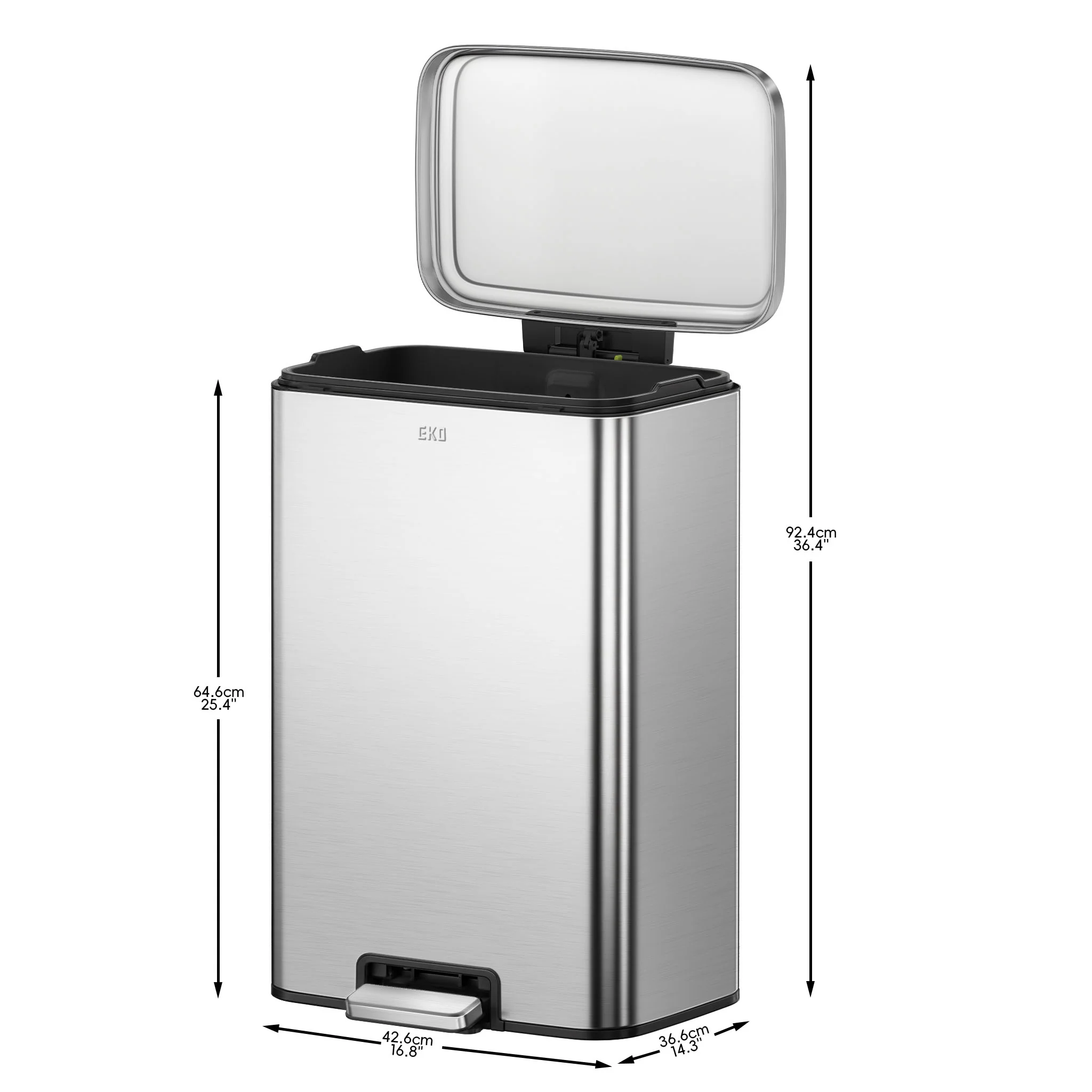 Maxwell Step On Foot Pedal Trash Can, 13.2 Gallon/50L Stainless Steel Finish - Image 9