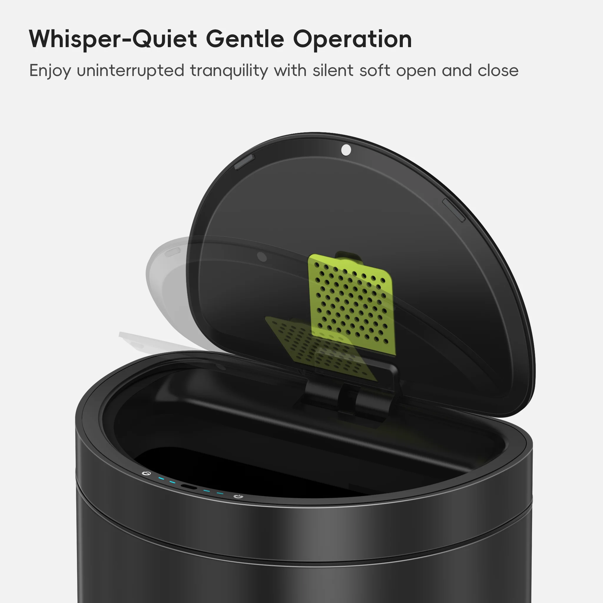 Mirage Semi-Round 47 Liter / 12.4 Gallon Motion Sensor Trash Can - Matte Black - Image 4
