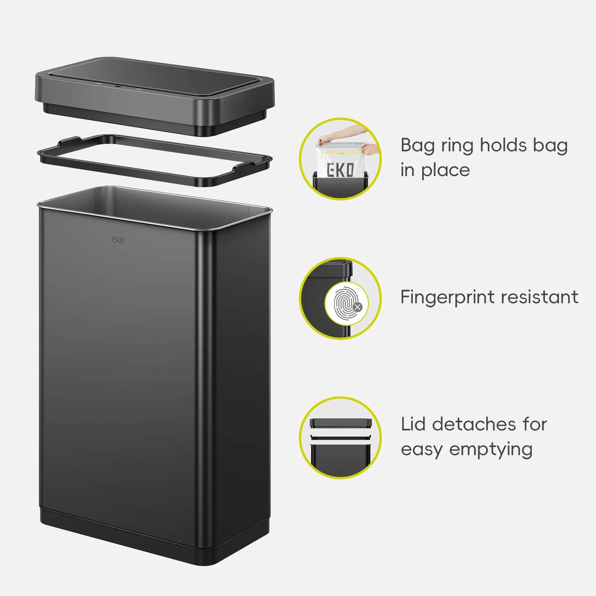 Mirage-X  80 Liter / 21 Gallon Motion Sensor Can - Matte Black - Image 4