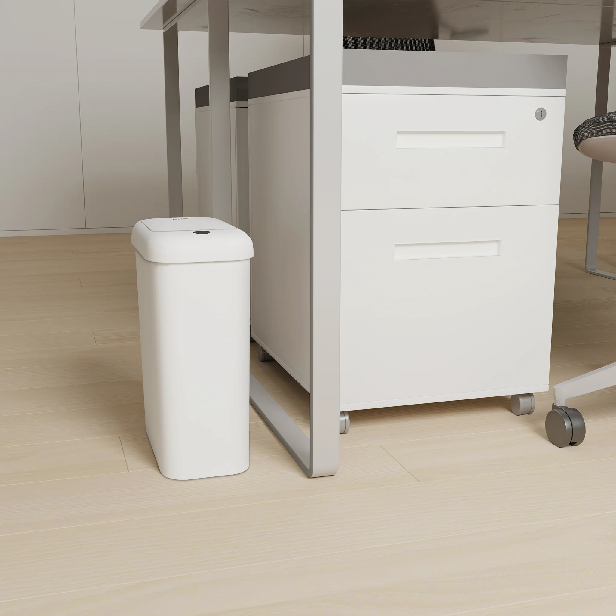 Morandi Slim Bathroom Trash Can - 10L /2.6 Gallon - White - Image 7
