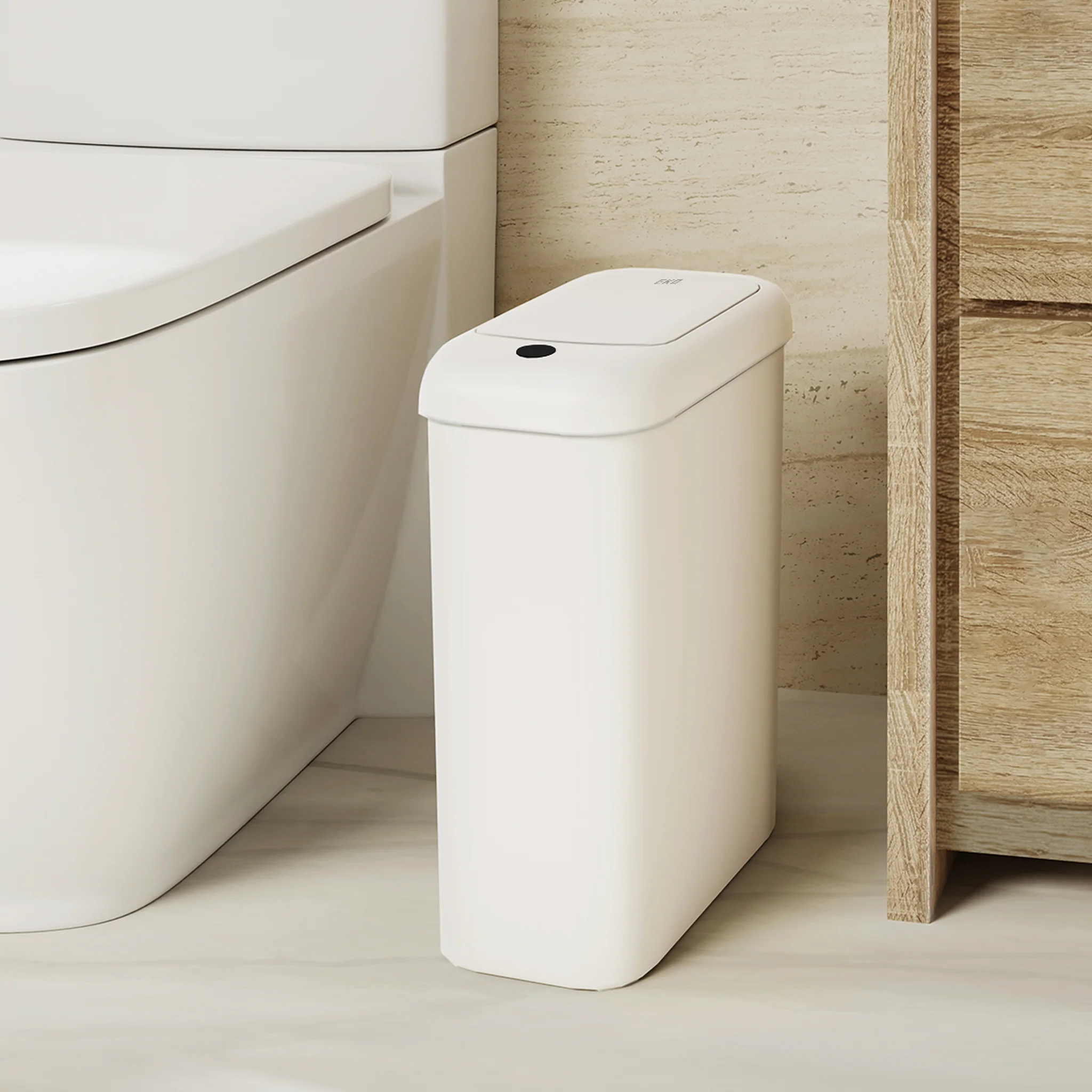 Morandi Slim Bathroom Trash Can - 10L /2.6 Gallon - White - Image 9