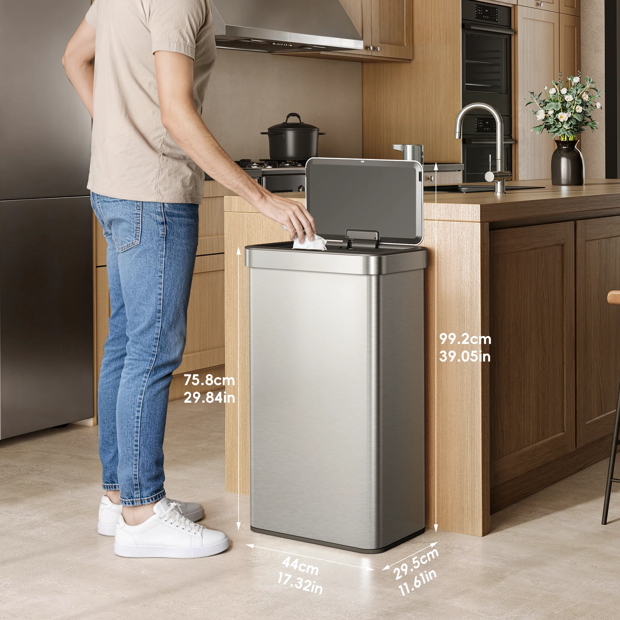 Nova 21 Gallon/80 Liter Stainless Steel Motion Sensor Trash Can - Image 11