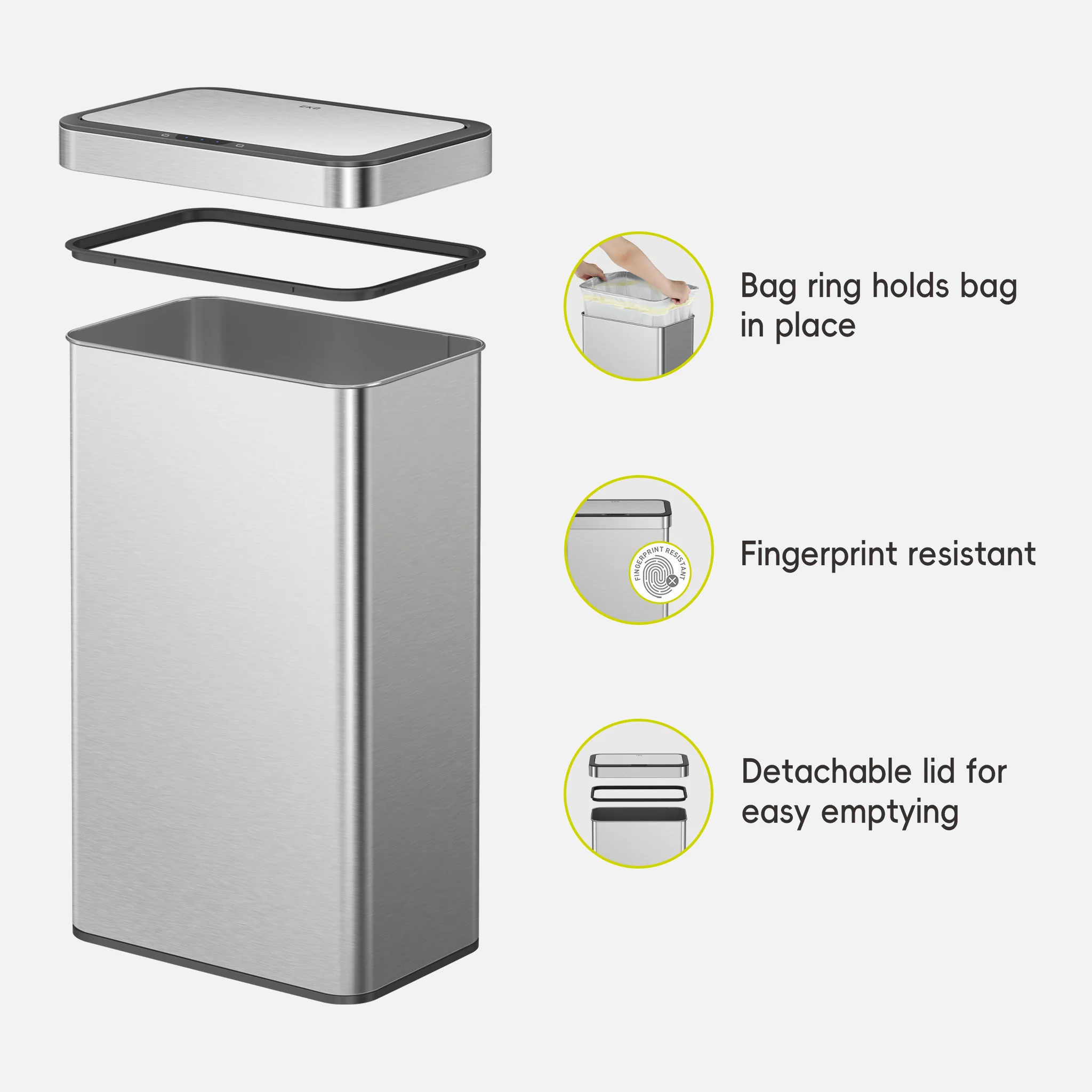 Nova 21 Gallon/80 Liter Stainless Steel Motion Sensor Trash Can - Image 5