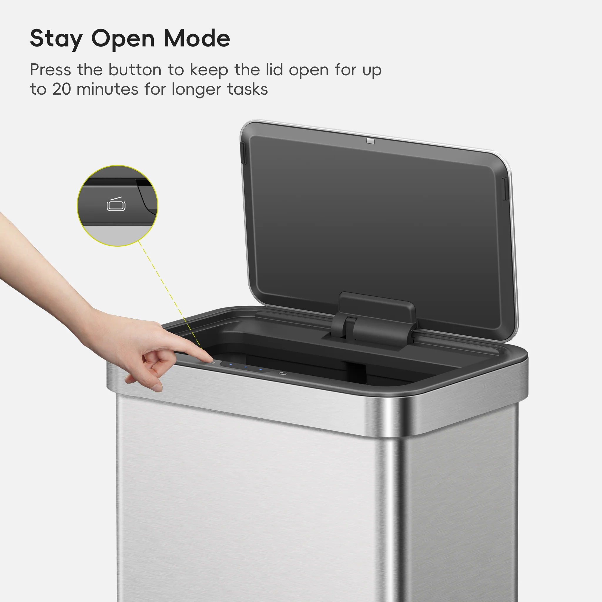 Nova 21 Gallon/80 Liter Stainless Steel Motion Sensor Trash Can - Image 6