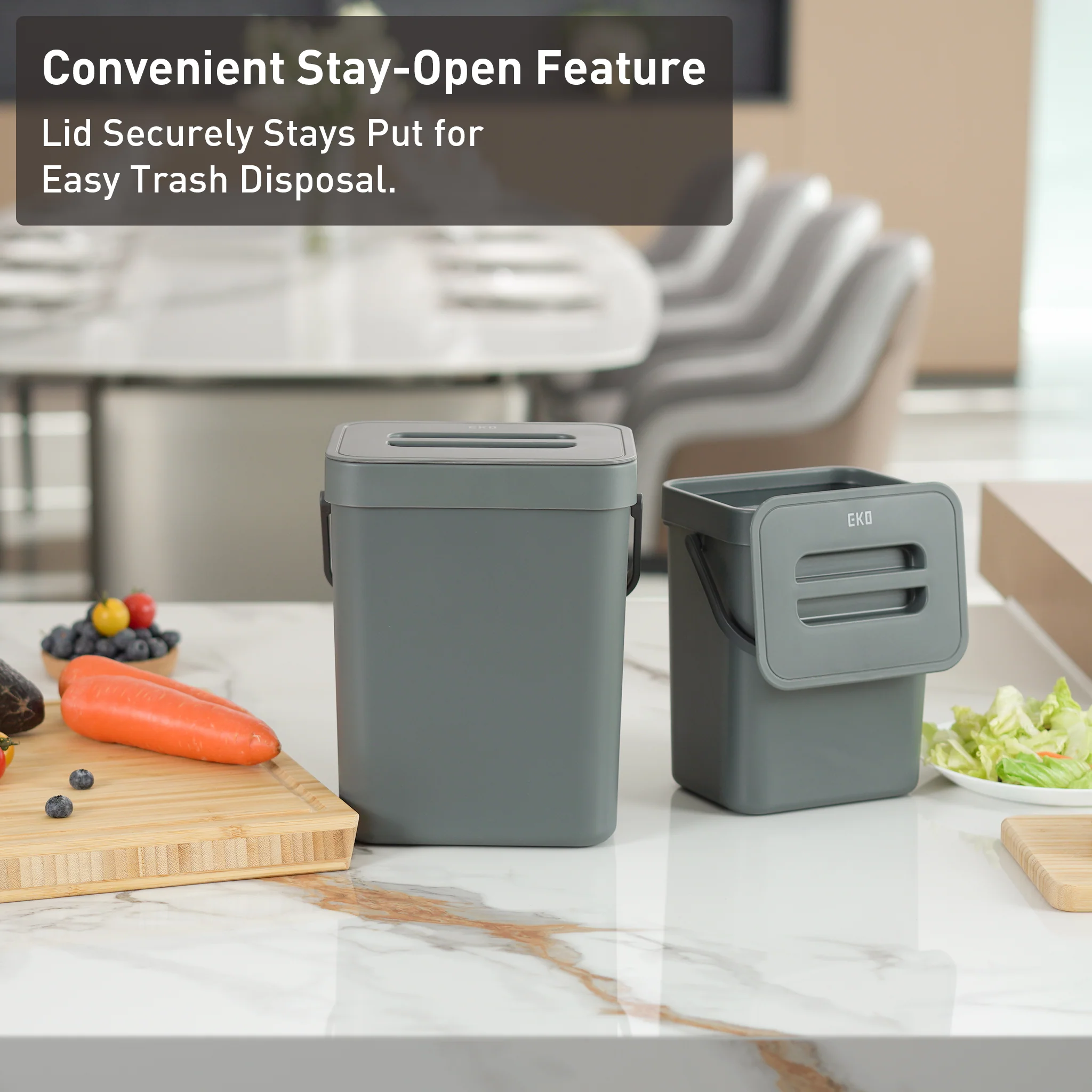 Puro Compost Bin with Lid - Dark Gray 3L / 0.79 Gal - Image 3