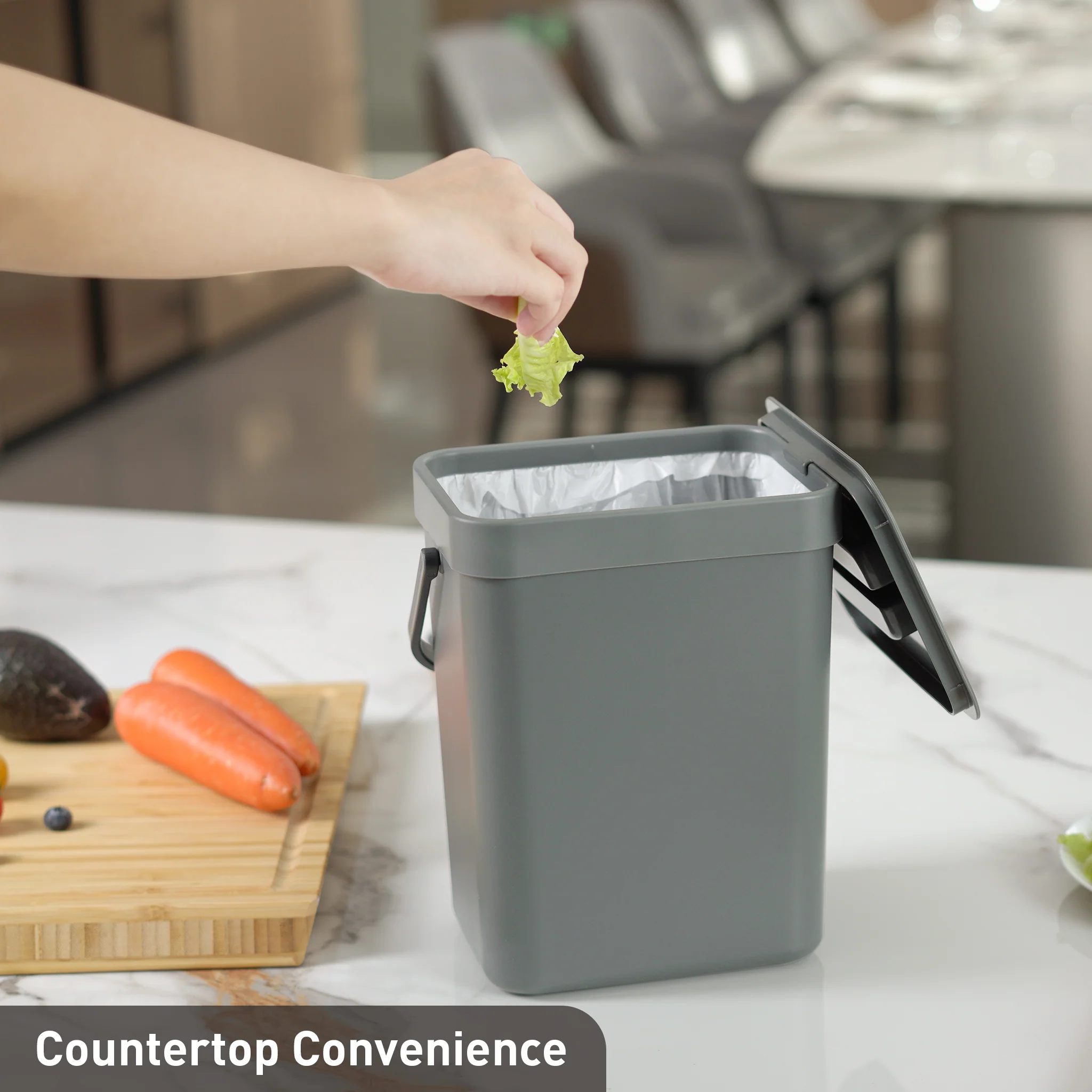 Puro Compost Bin with Lid - Dark Gray 3L / 0.79 Gal - Image 5