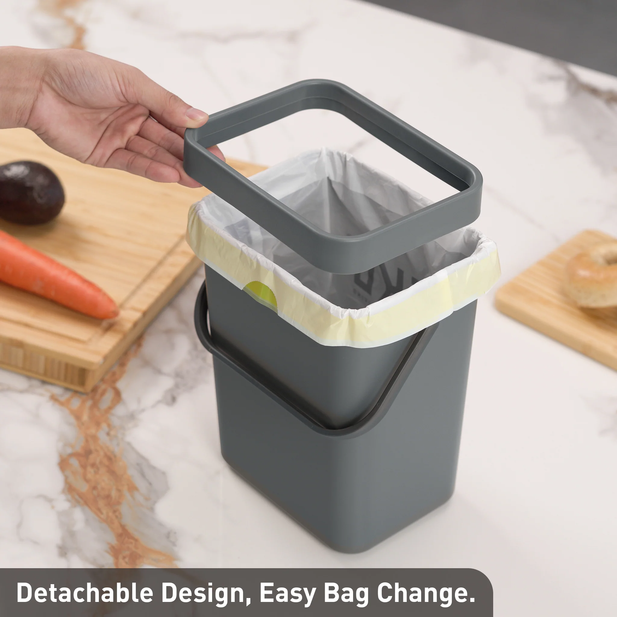 Puro Compost Bin with Lid - Dark Gray 3L / 0.79 Gal - Image 6