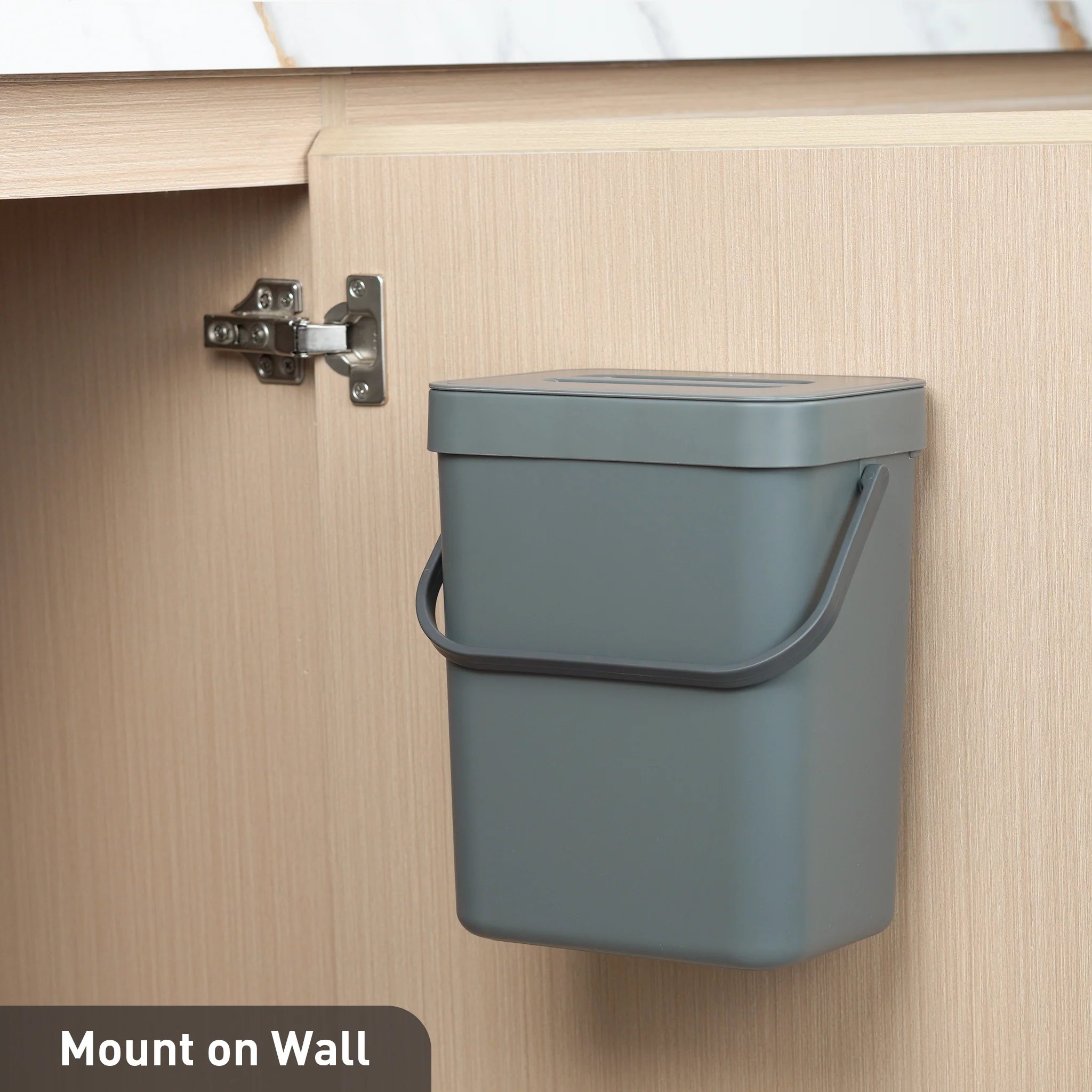 Puro Compost Bin with Lid - Dark Gray 5L / 1.32 Gal - Image 3