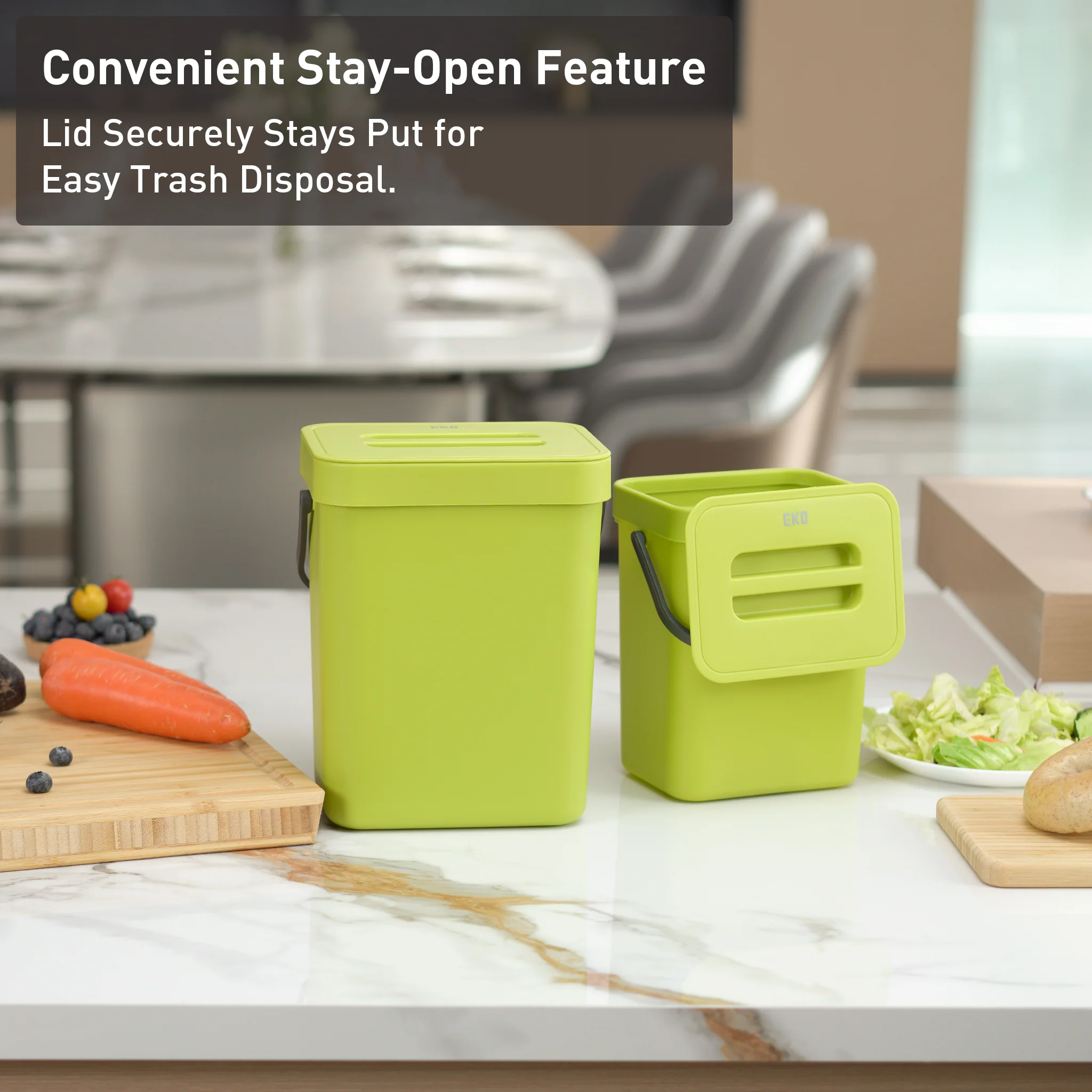 Puro Compost Bin with Lid - Lime 3L / 0.79 Gal - Image 6