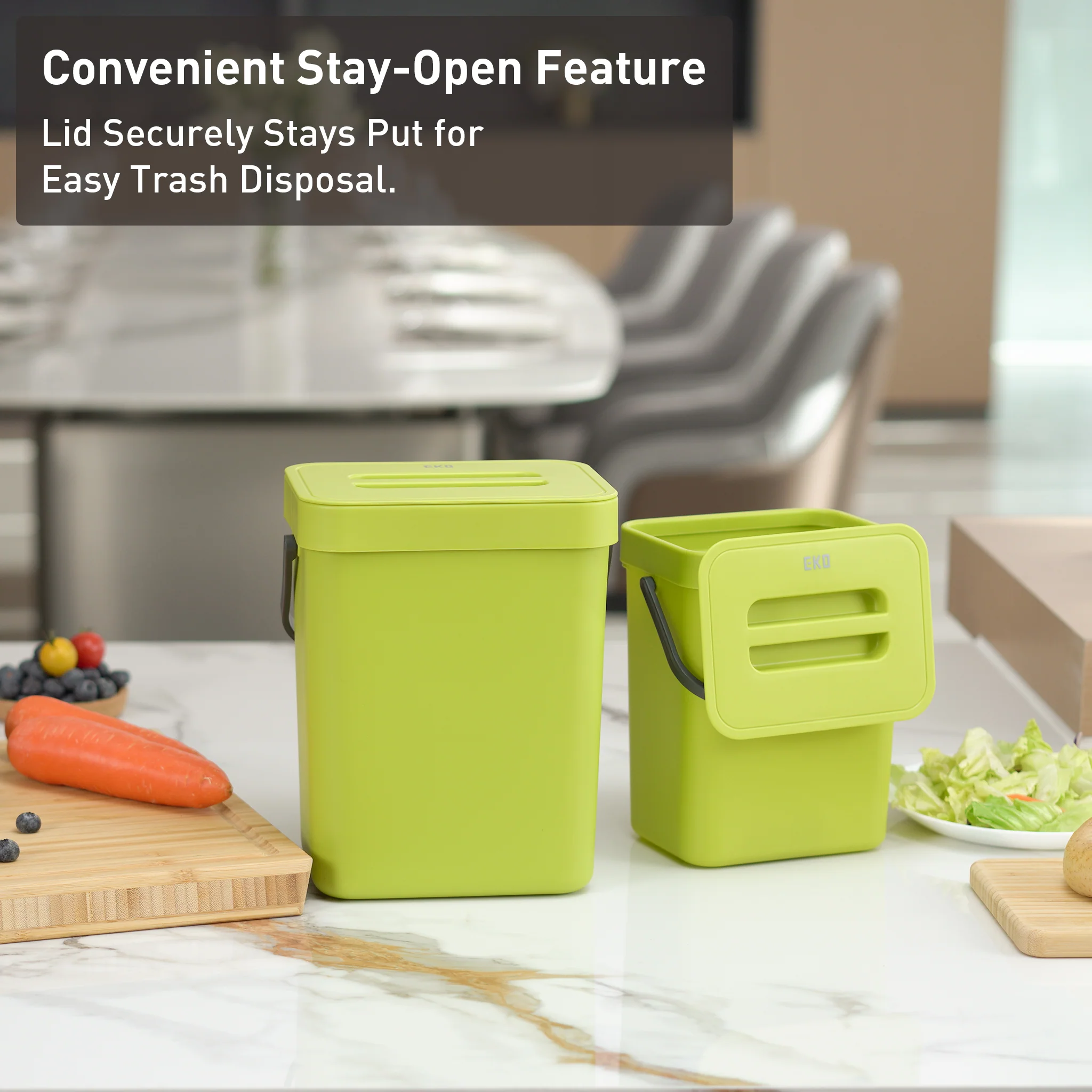 Puro Compost Bin with Lid - Lime 5L / 1.32 Gal - Image 3