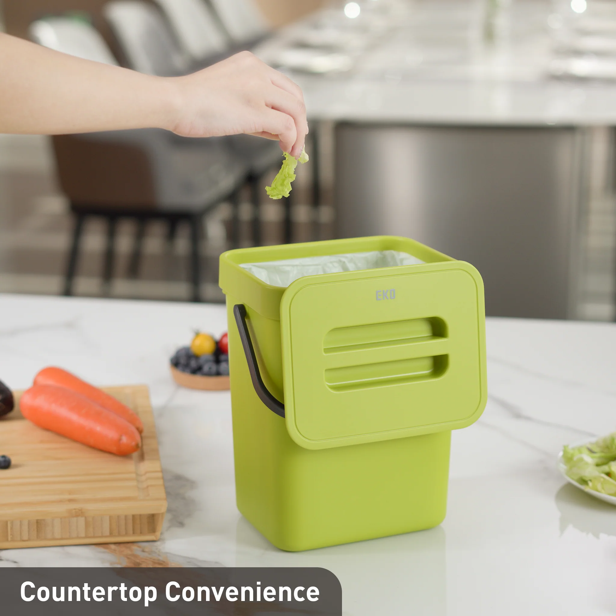 Puro Compost Bin with Lid - Lime 5L / 1.32 Gal - Image 4