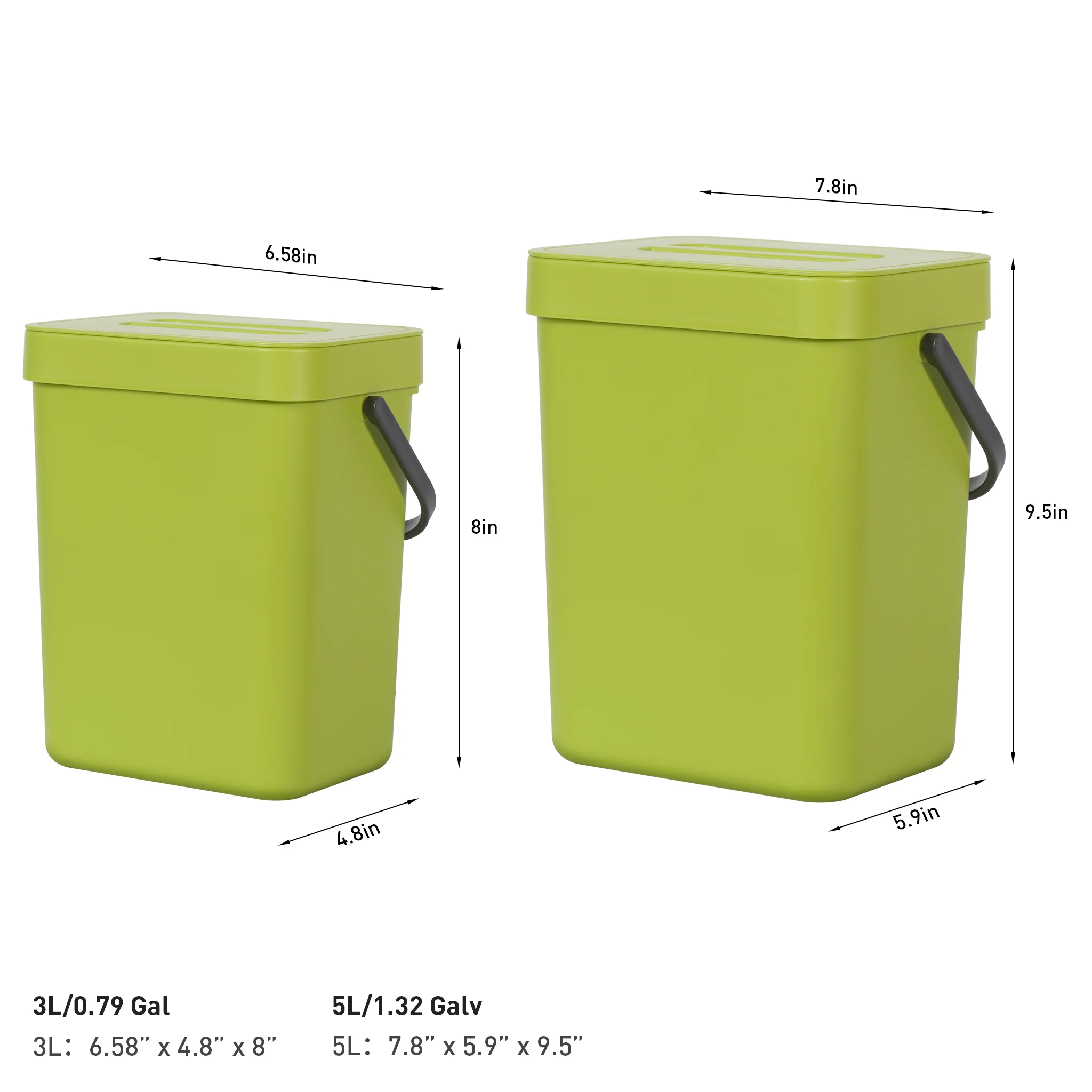 Puro Compost Bin with Lid - Lime 5L / 1.32 Gal - Image 7