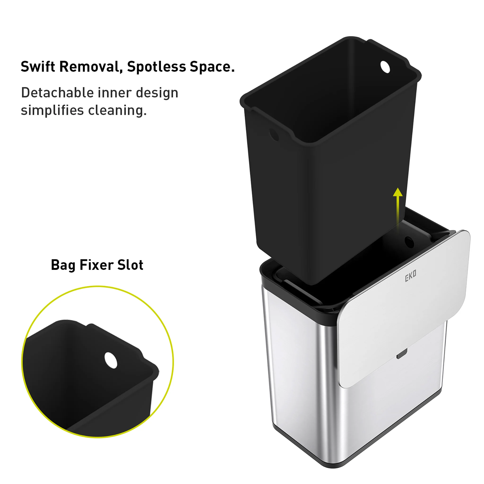 Deluxe Puro Compost Bin with Liner - 7L / 1.85 Gal (Stainless & Black) - Image 5