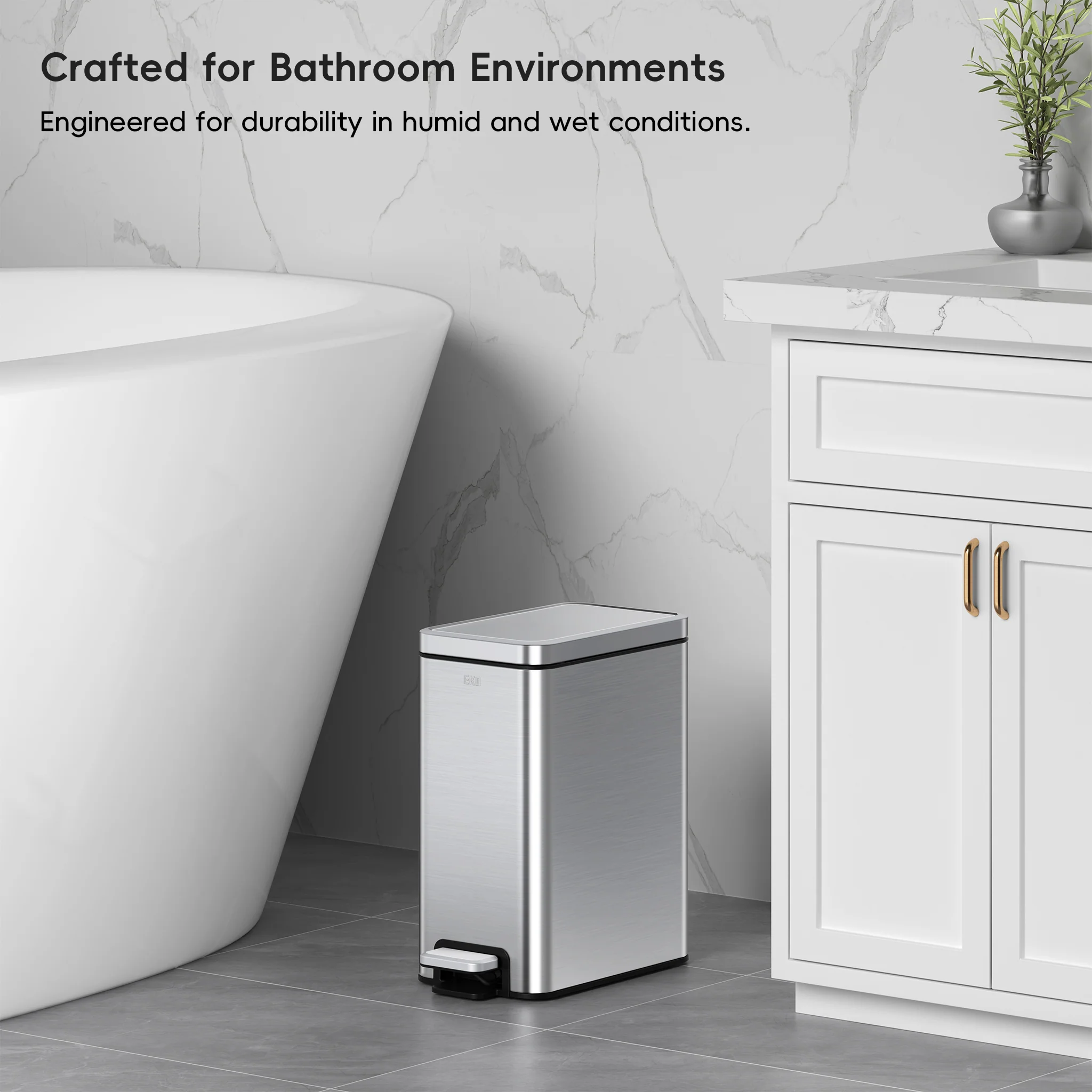 Stella 10 L/2.6 Gal Small Bathroom Step Trash Can - Stainless Steel - Image 6