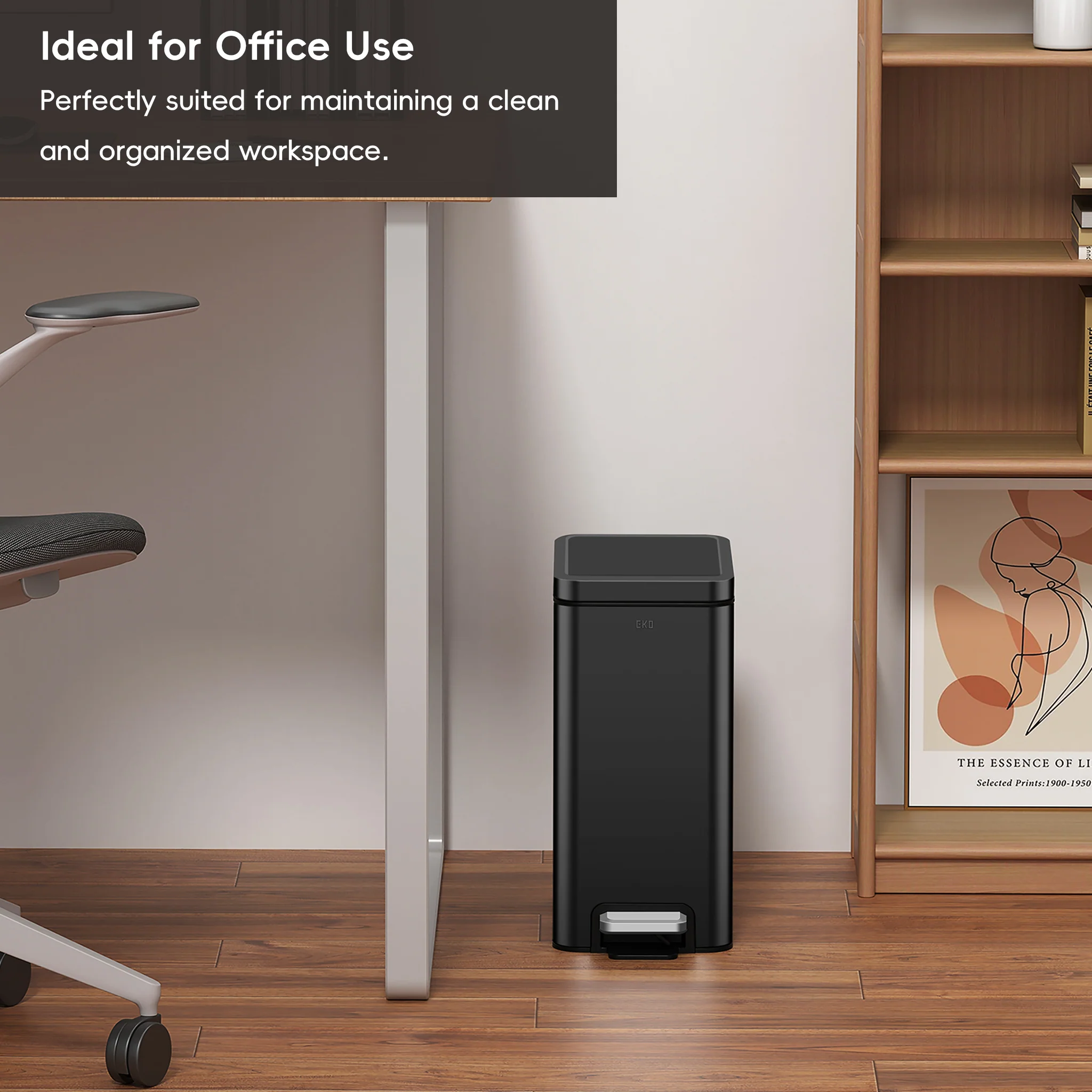Stella 10 L/2.6 Gal Small Bathroom Step Trash Can - Matte Black - Image 7
