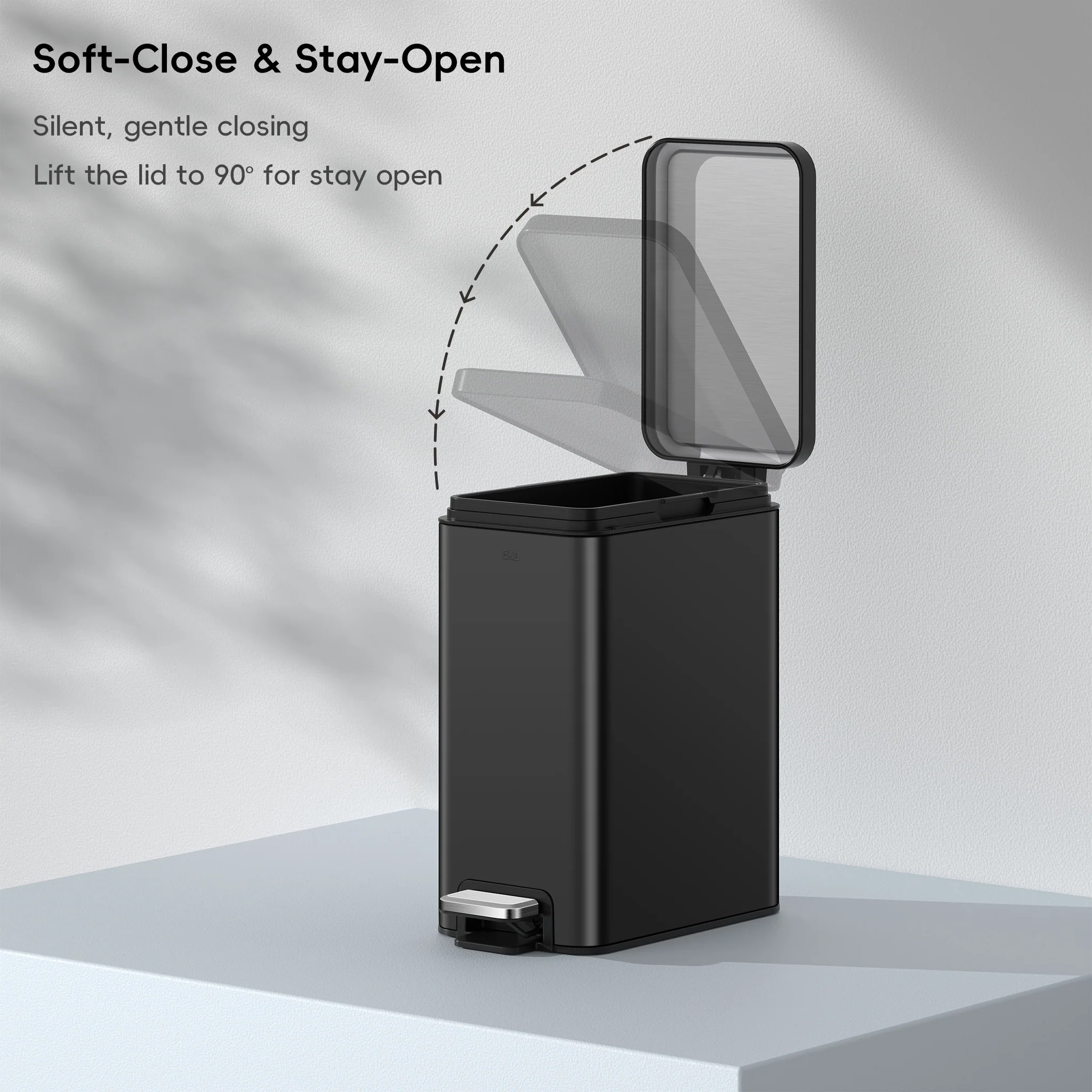 Stella 6 L/1.6 Gal Small Bathroom Step Trash Can - Matte Black - Image 4