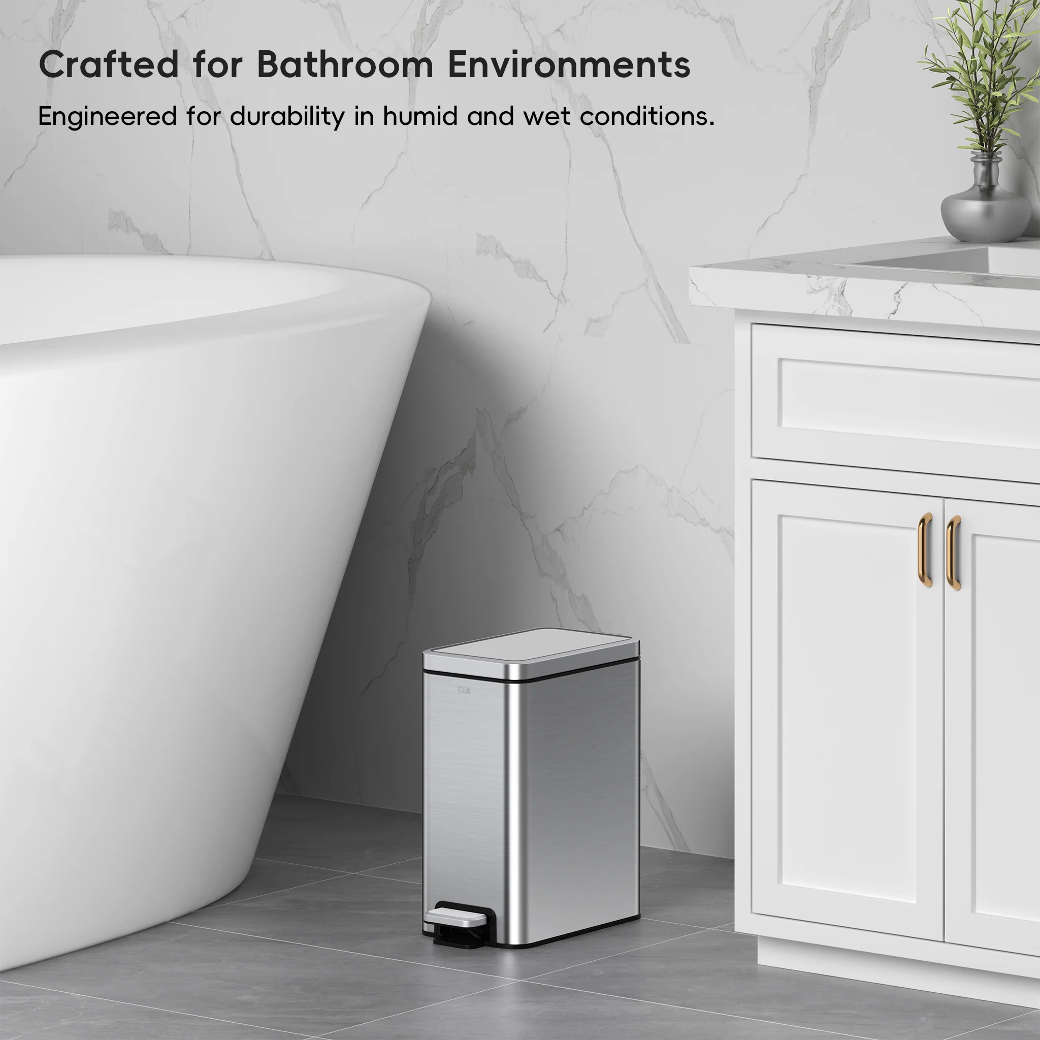 Stella 6 L/1.6 Gal Small Bathroom Step Trash Can - Stainless Steel - Image 4