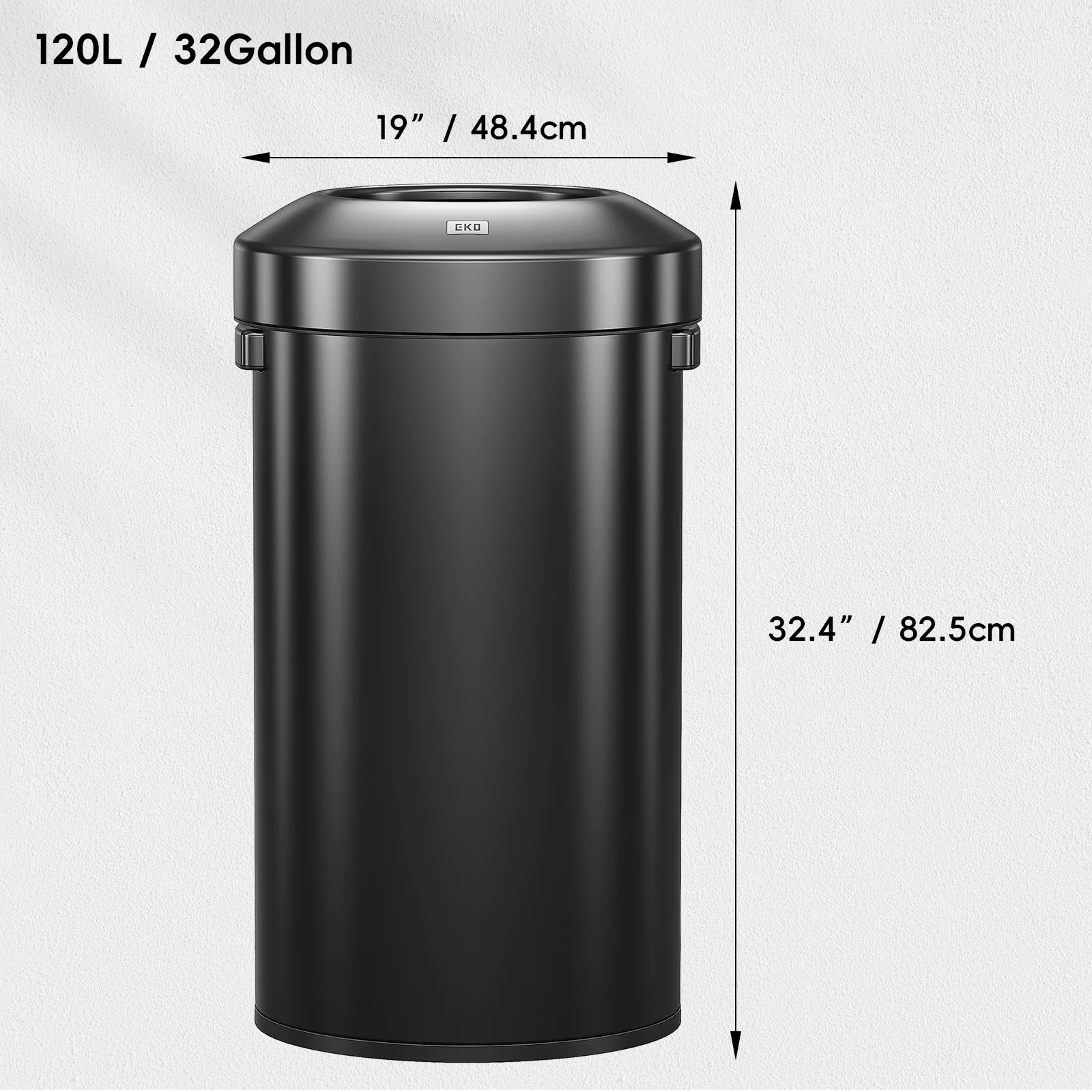 Urban Round Open Top Can Commercial Grade – 120L / 32 Gal - Black Stainless Steel - Image 8