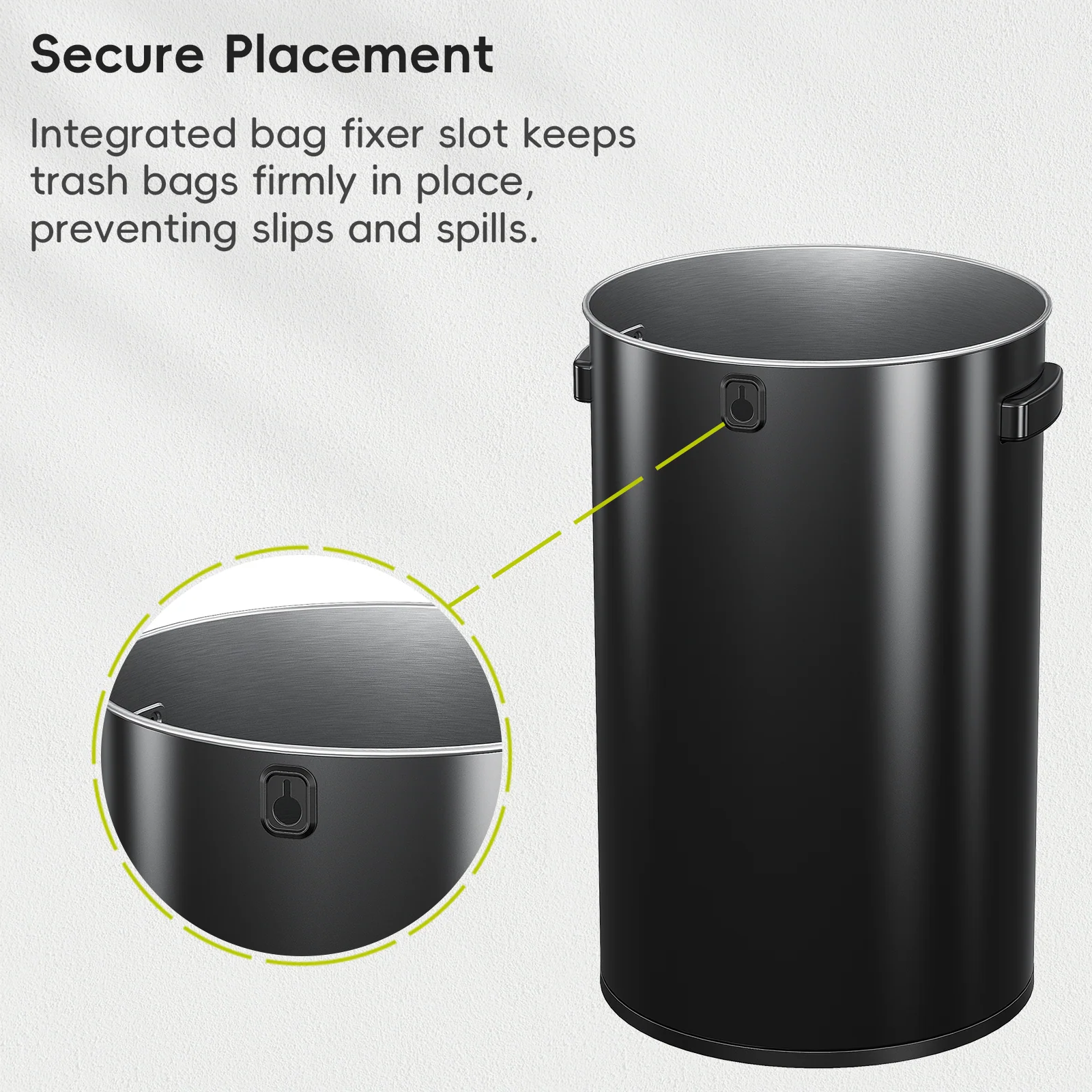 Urban Round Open Top Can Commercial Grade - 60L / 16 Gal - Black Stainless Steel - Image 6