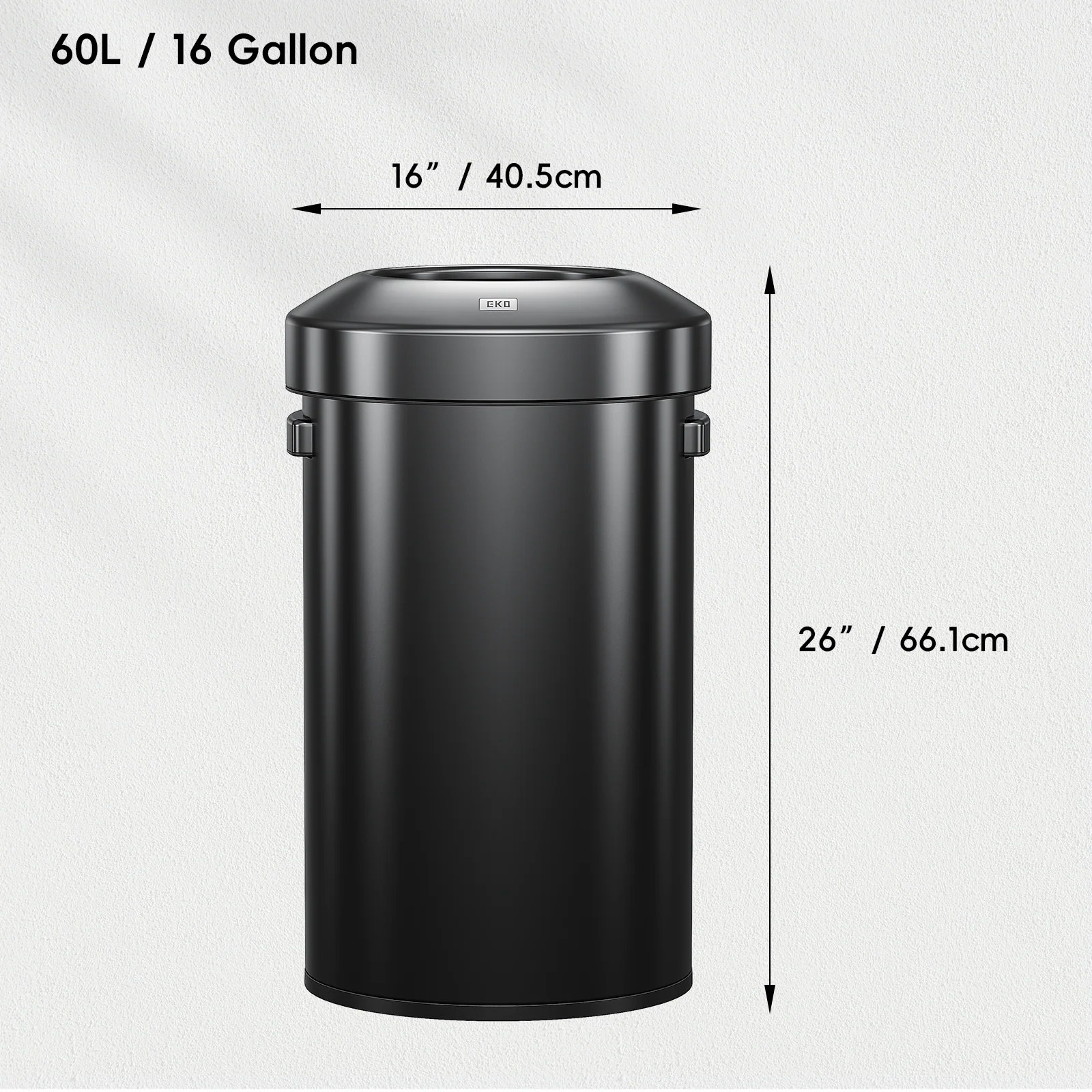 Urban Round Open Top Can Commercial Grade - 60L / 16 Gal - Black Stainless Steel - Image 7