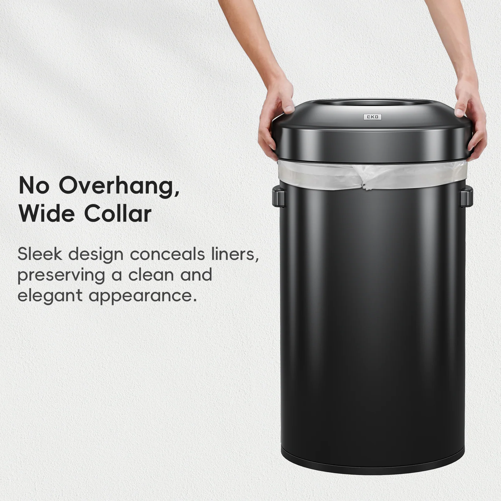 Urban Round Open Top Can Commercial Grade - 60L / 16 Gal - Black Stainless Steel - Image 8